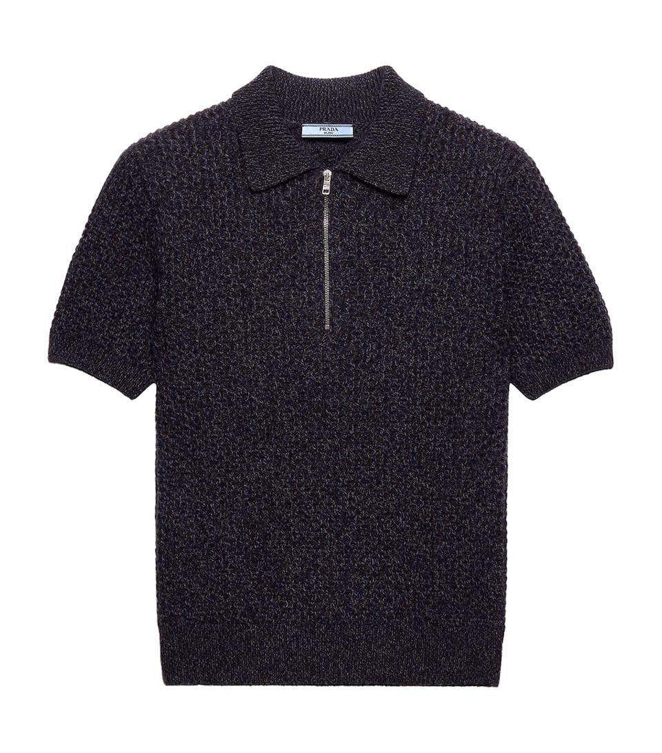 Prada Womens Wool-Cashmere Polo Sweater Brown