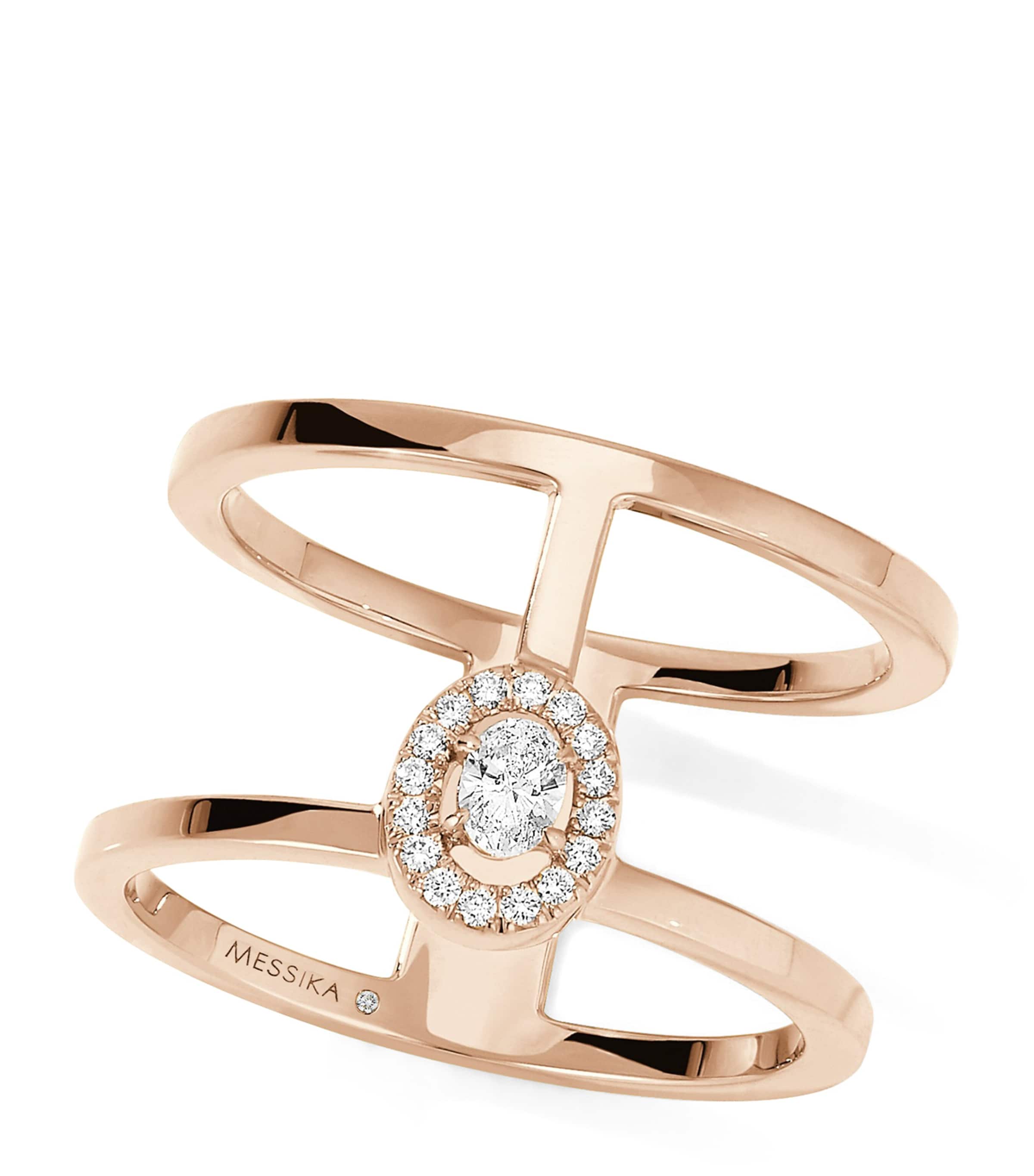 Messika Glam'Azone Pink Gold and Diamond 2-Row Ring Pink Gold