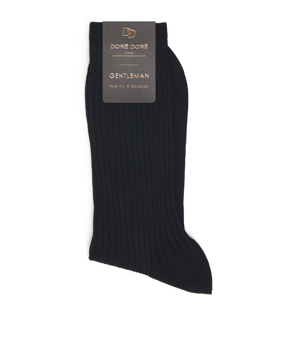 Doré Doré Mens Mercerised Cotton Ribbed Socks Marine