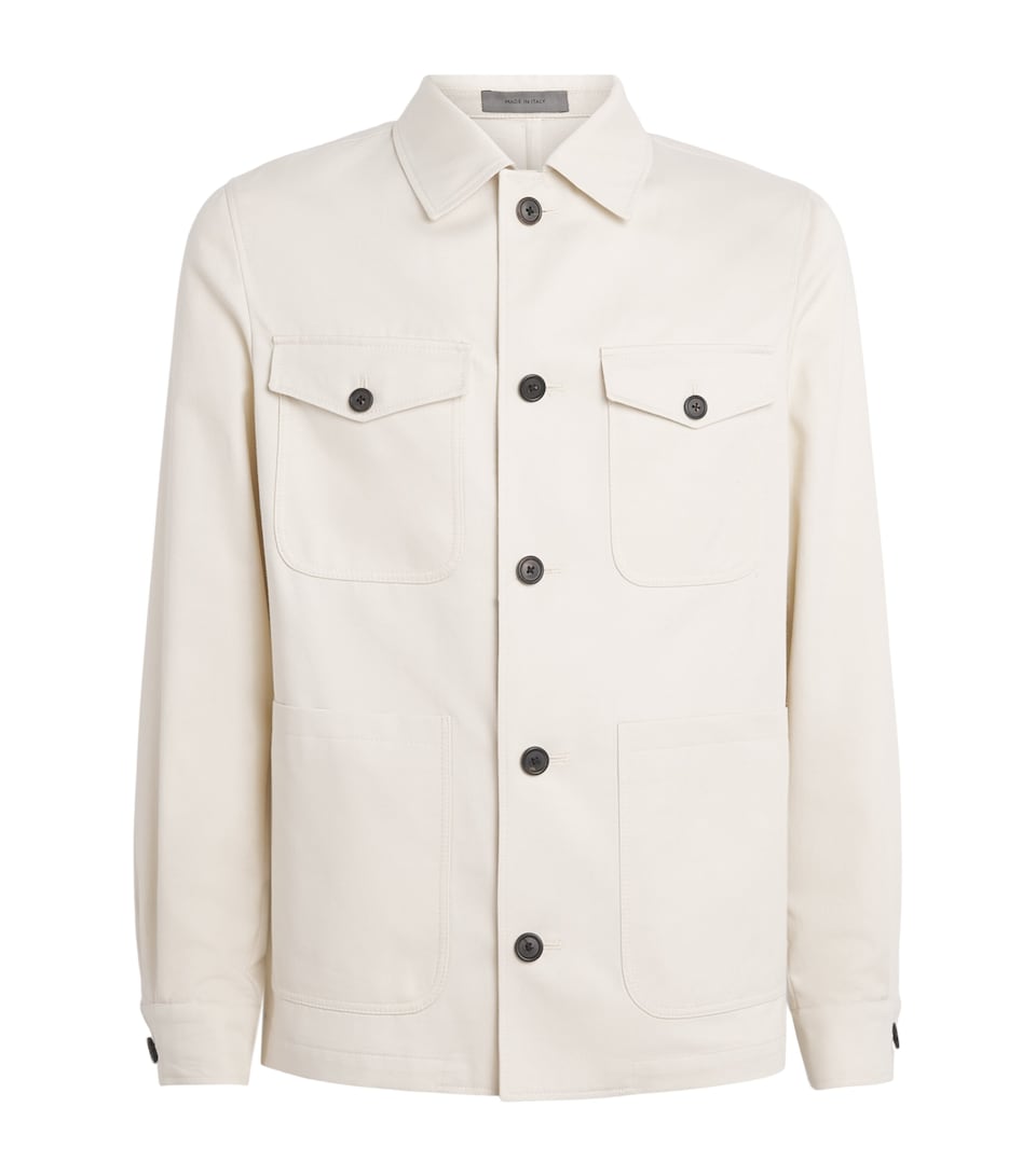 Corneliani Mens Cotton-Cashmere Overshirt Natural / Beige