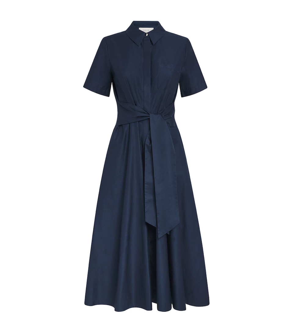 Toccin Womens Cotton Poplin Megan Midi Shirt Dress Navy