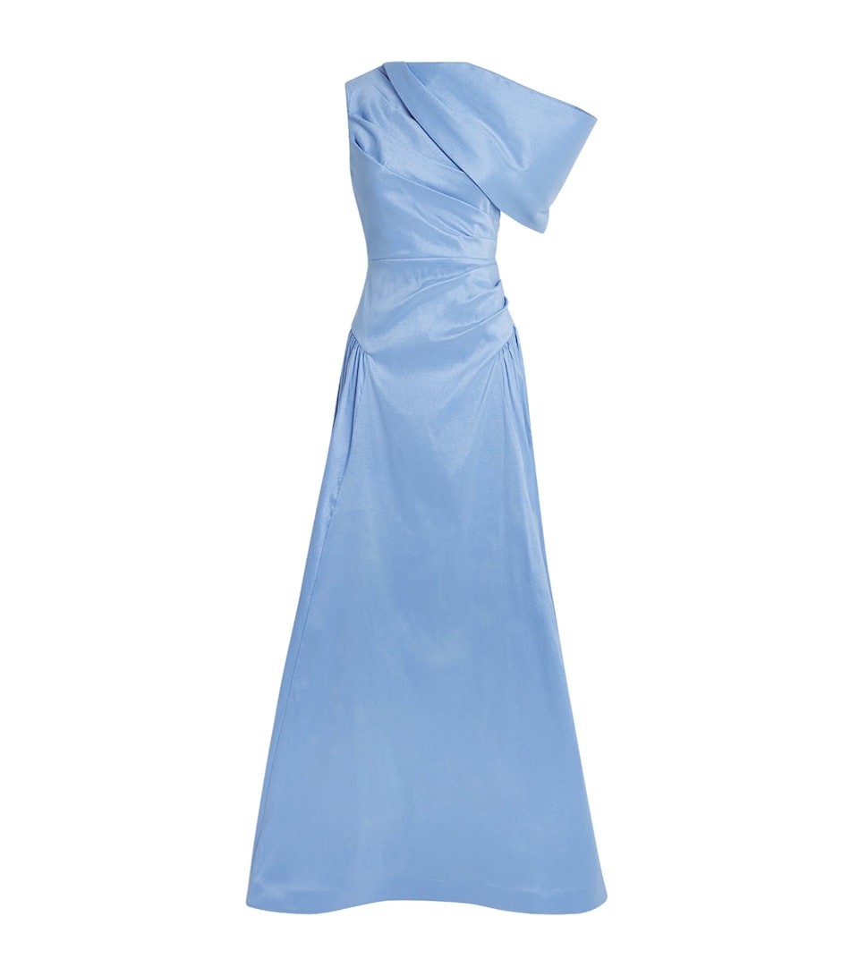 Rachel Gilbert Womens One-Shoulder Banksia Gown Azure