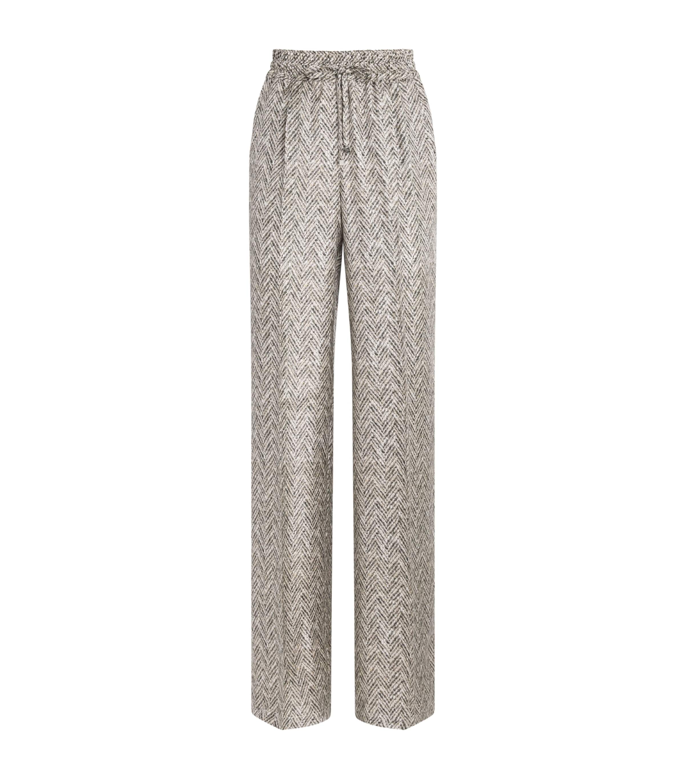Silk Printed Wide-Leg Trousers