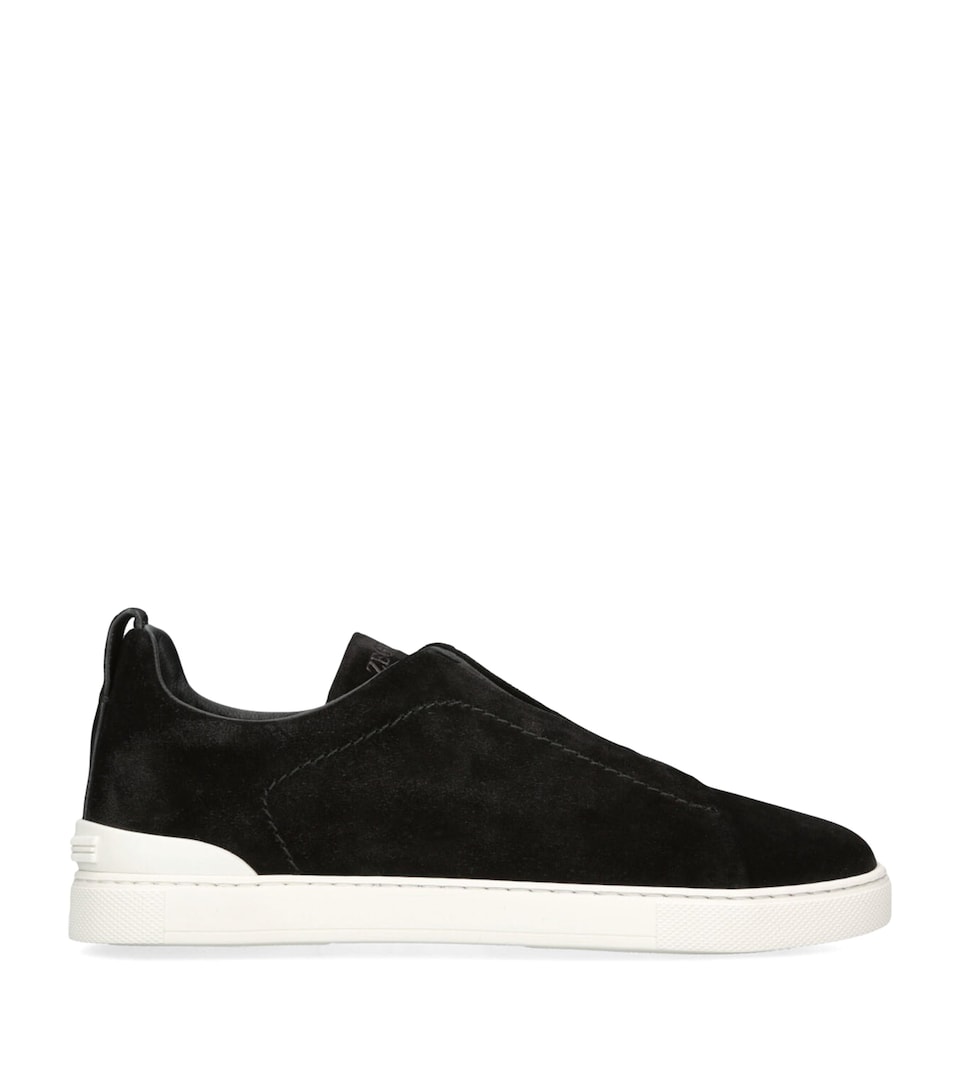 Zegna Suede Triple Stitch Sneakers Black