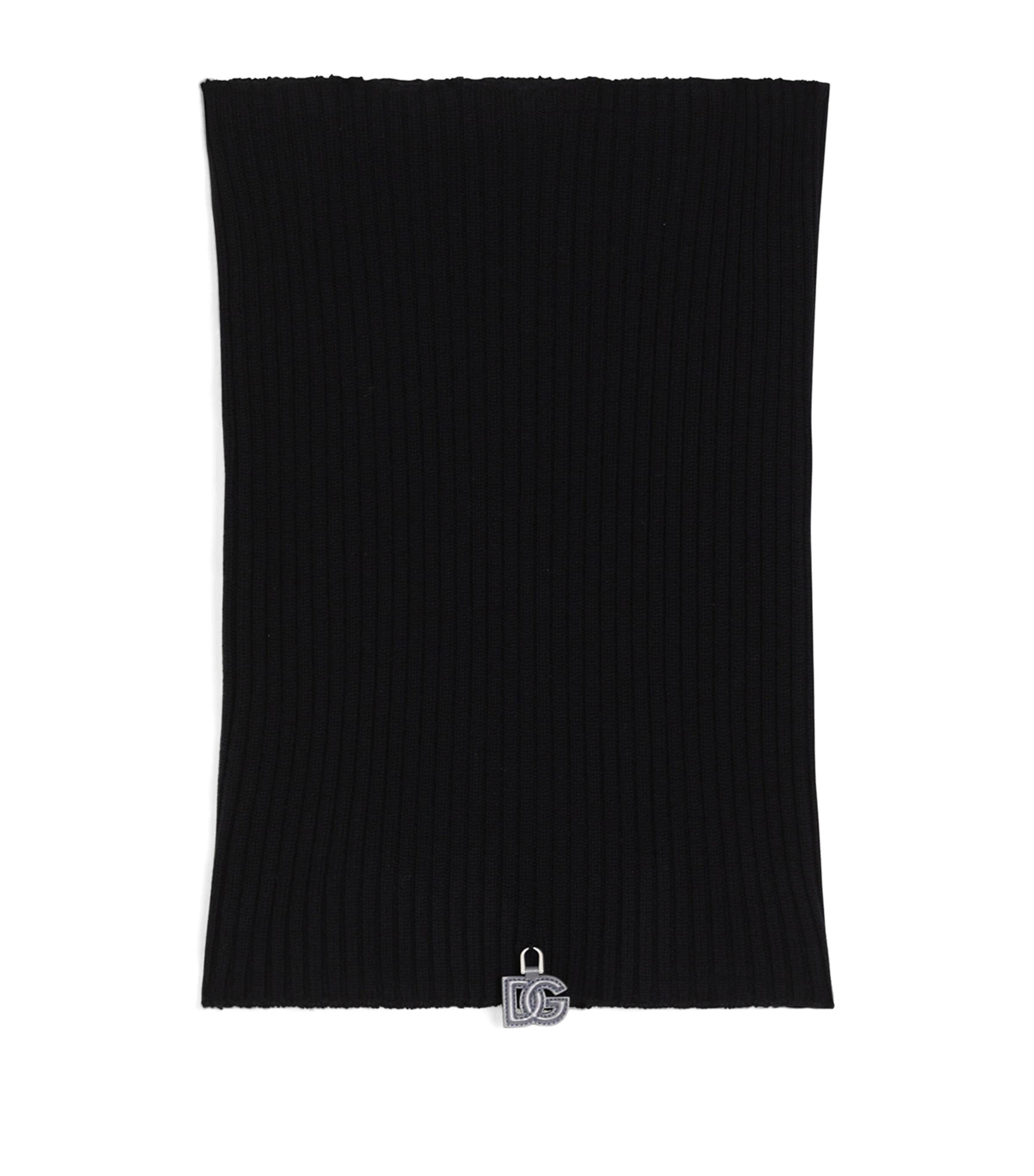 Dolce&Gabbana Virgin Wool Funnel Scarf Dark Blue