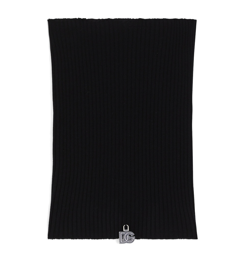 Dolce&Gabbana Virgin Wool Funnel Scarf Dark Blue
