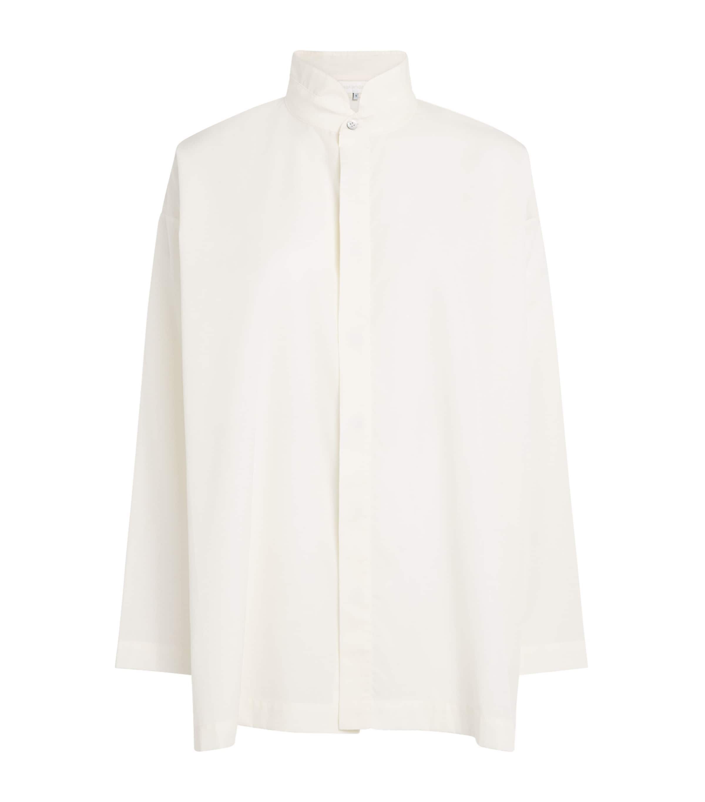 Cotton Slim Double Stand-Collar Shirt