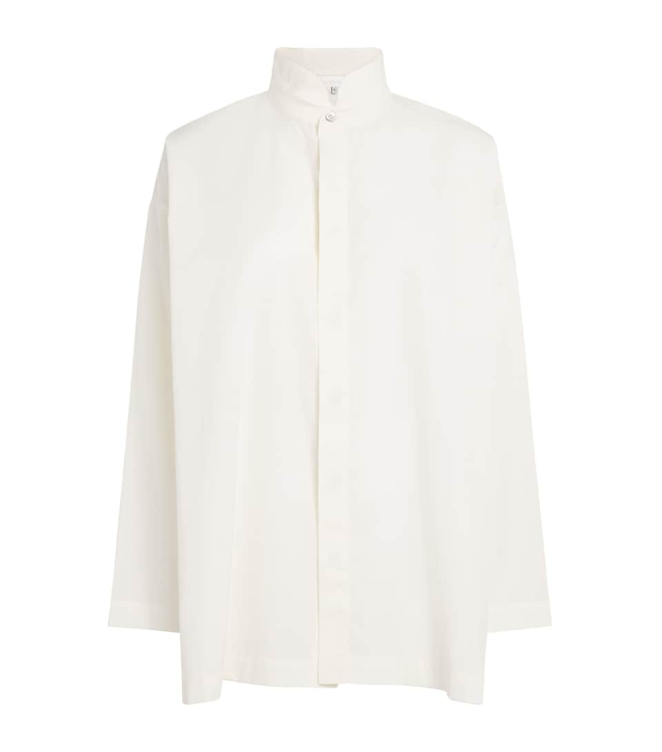 Cotton Slim Double Stand-Collar Shirt