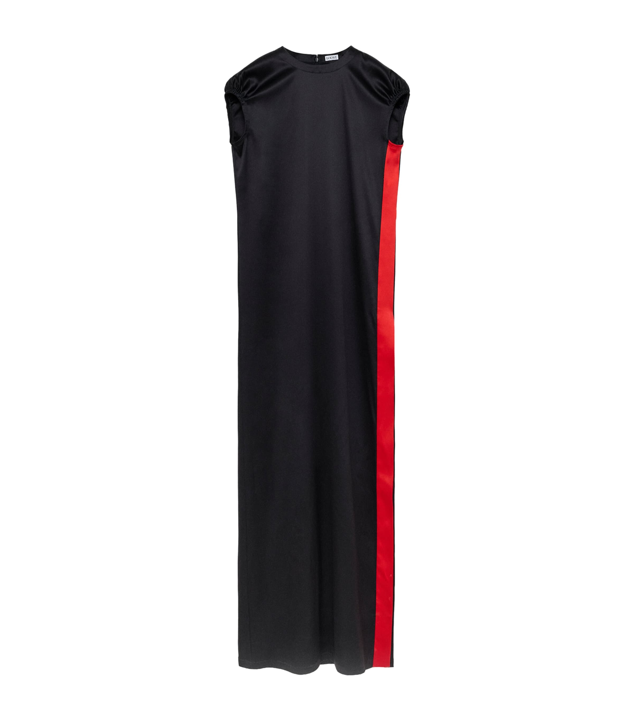 LOEWE Womens Silk Colour-Block Maxi Dress Black/red