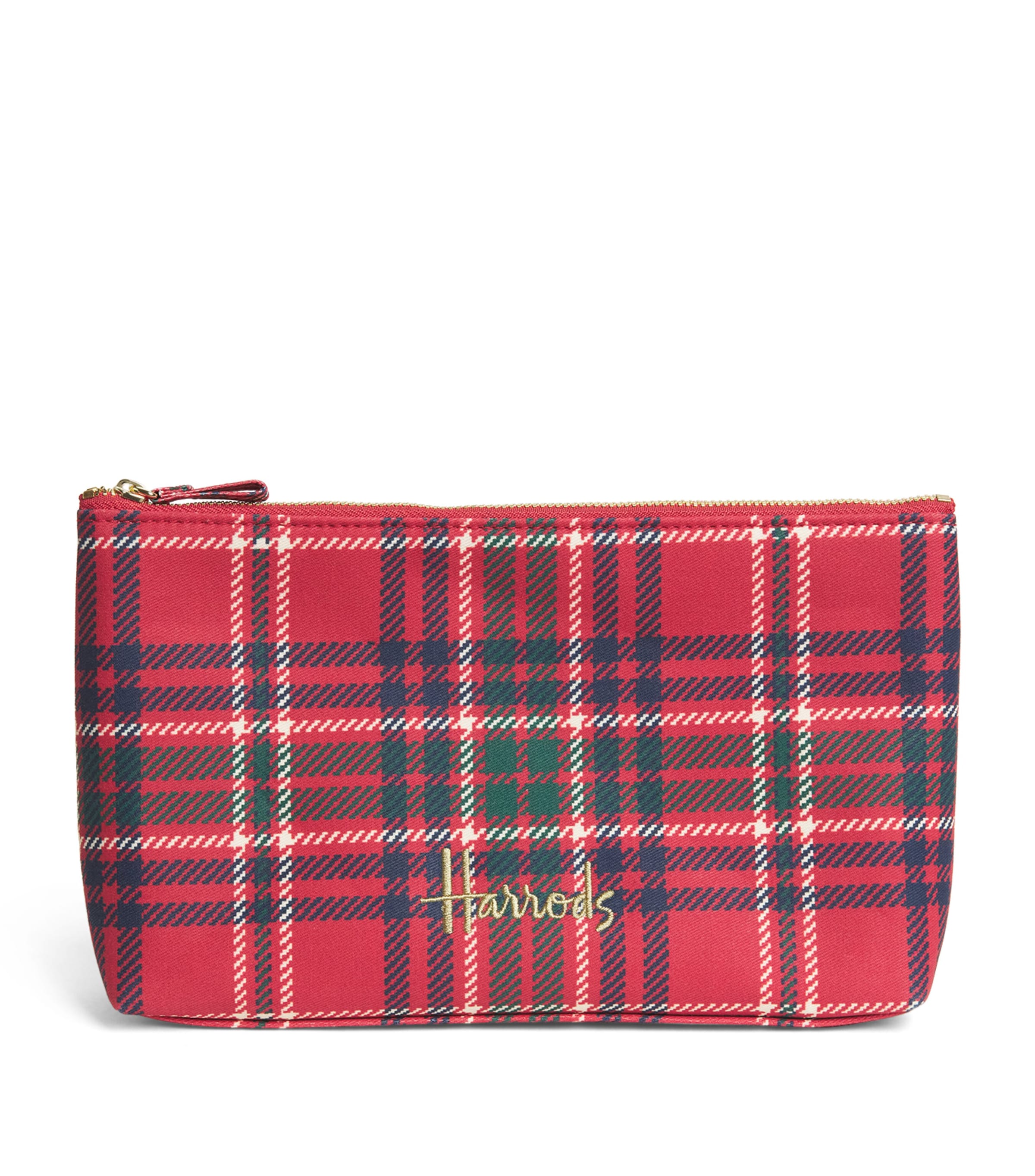 Harrods Small Tartan Logo Pouch Red