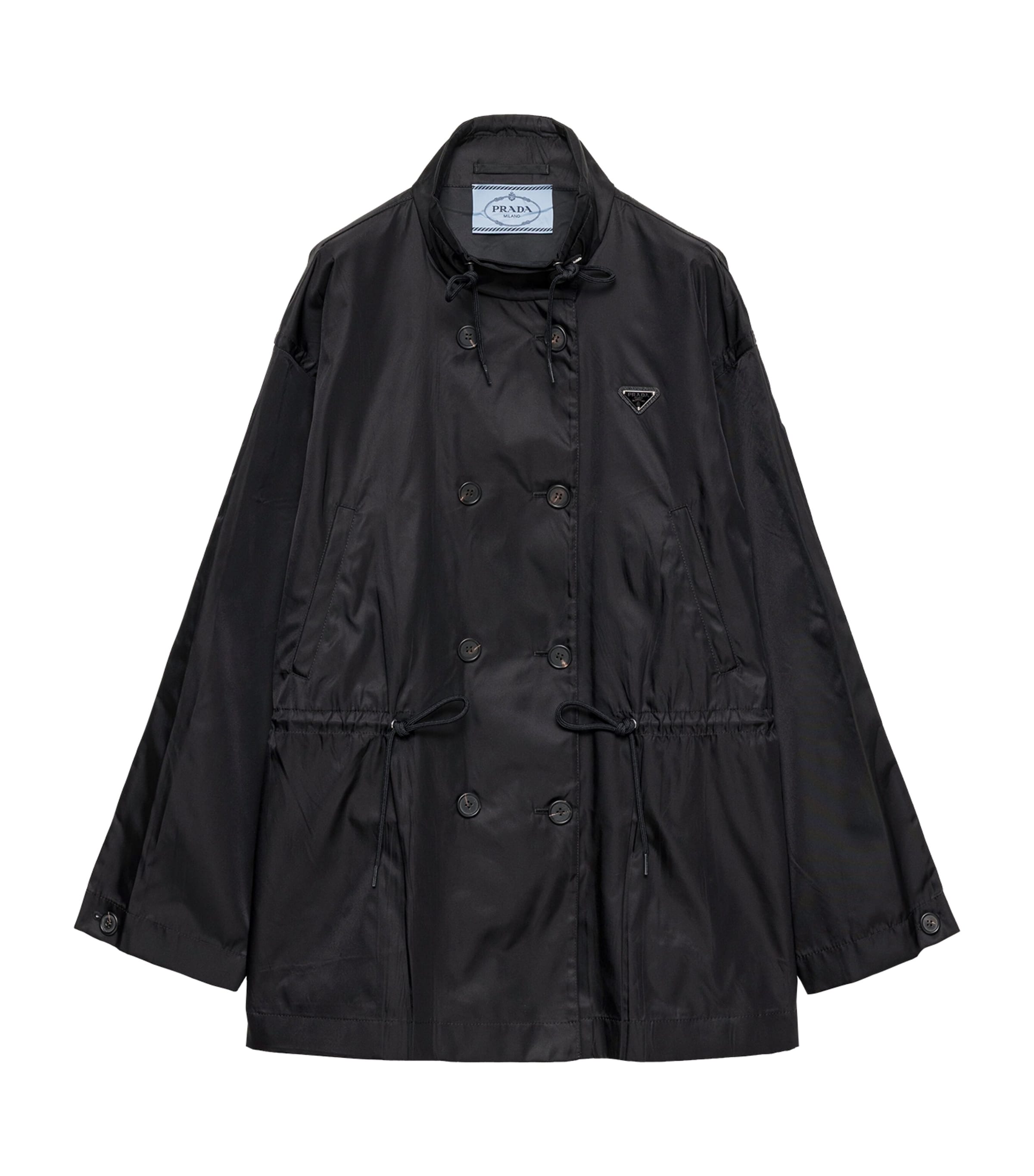 Prada Womens Re-Nylon Rain Coat Black