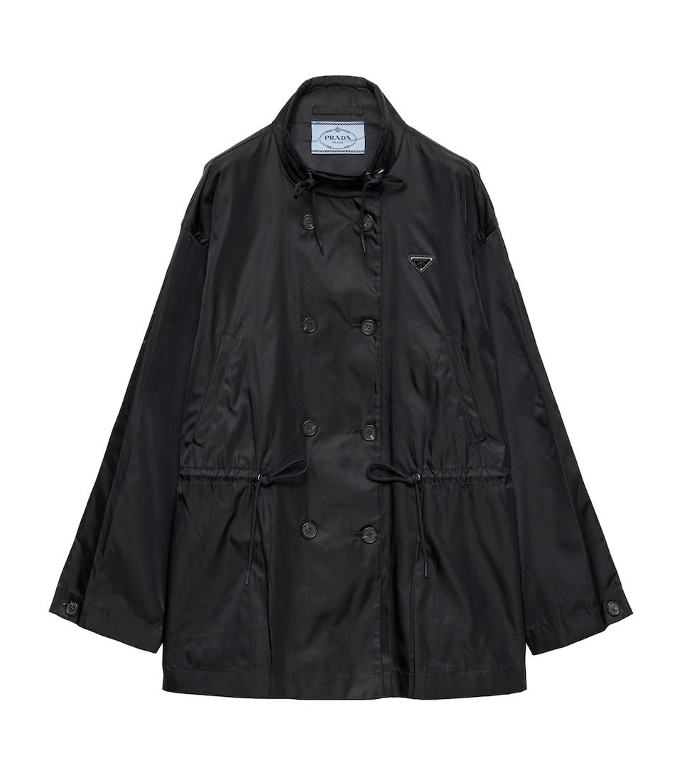 Prada Womens Re-Nylon Rain Coat Black