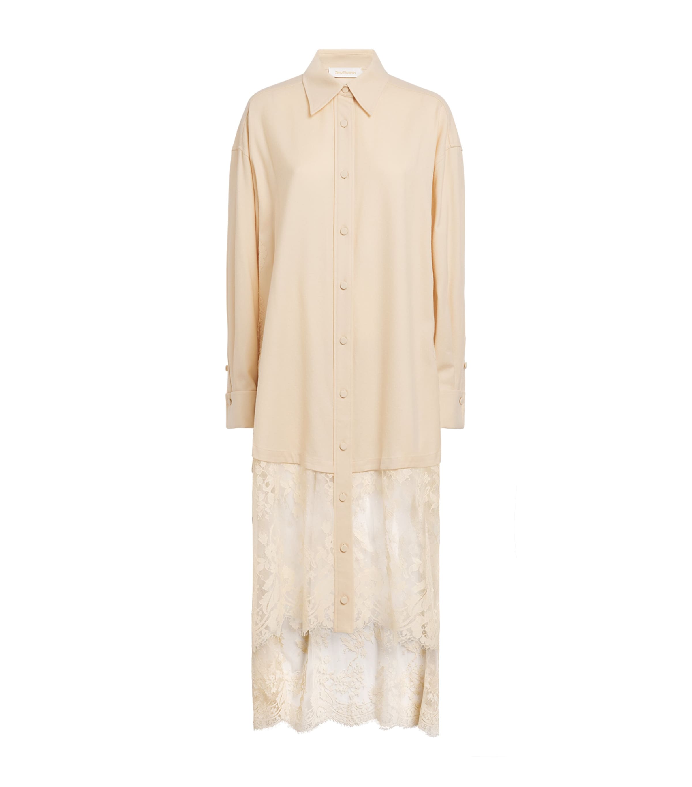 Zimmermann Womens Wool Valiant Lace Shirt Cream