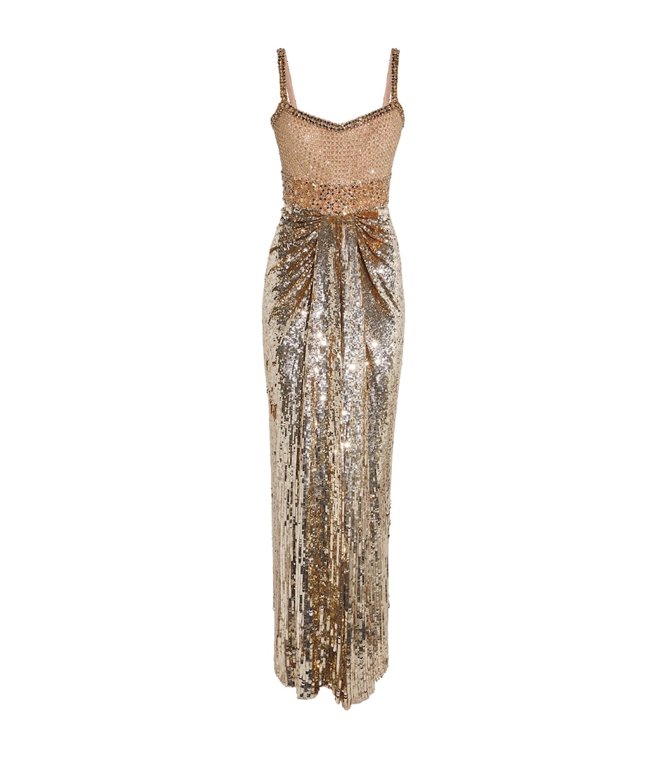 Jenny Packham Womens Embellished Only You Maxi Dress Illusion
