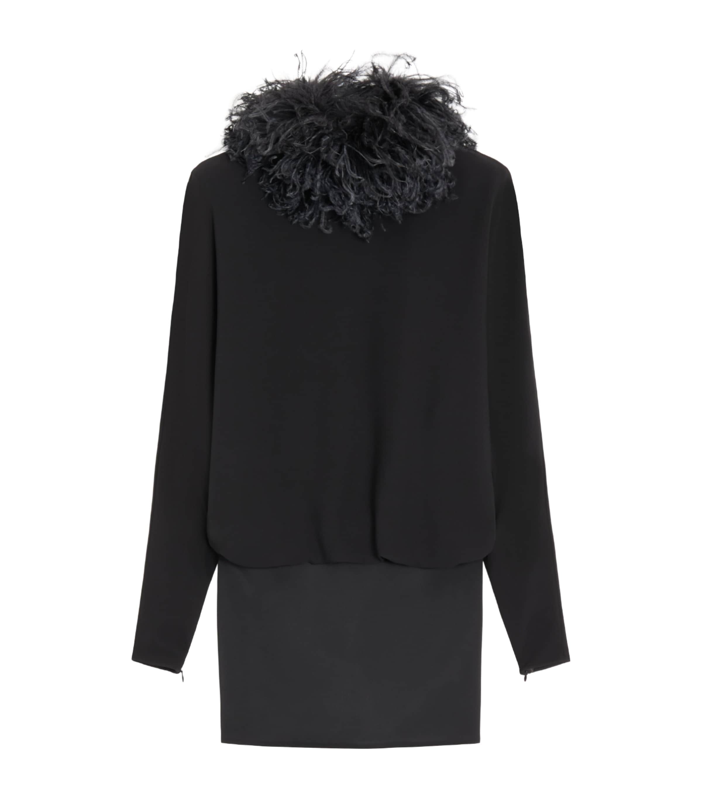 Valentino Womens Silk Feather-Trim Mini Dress
