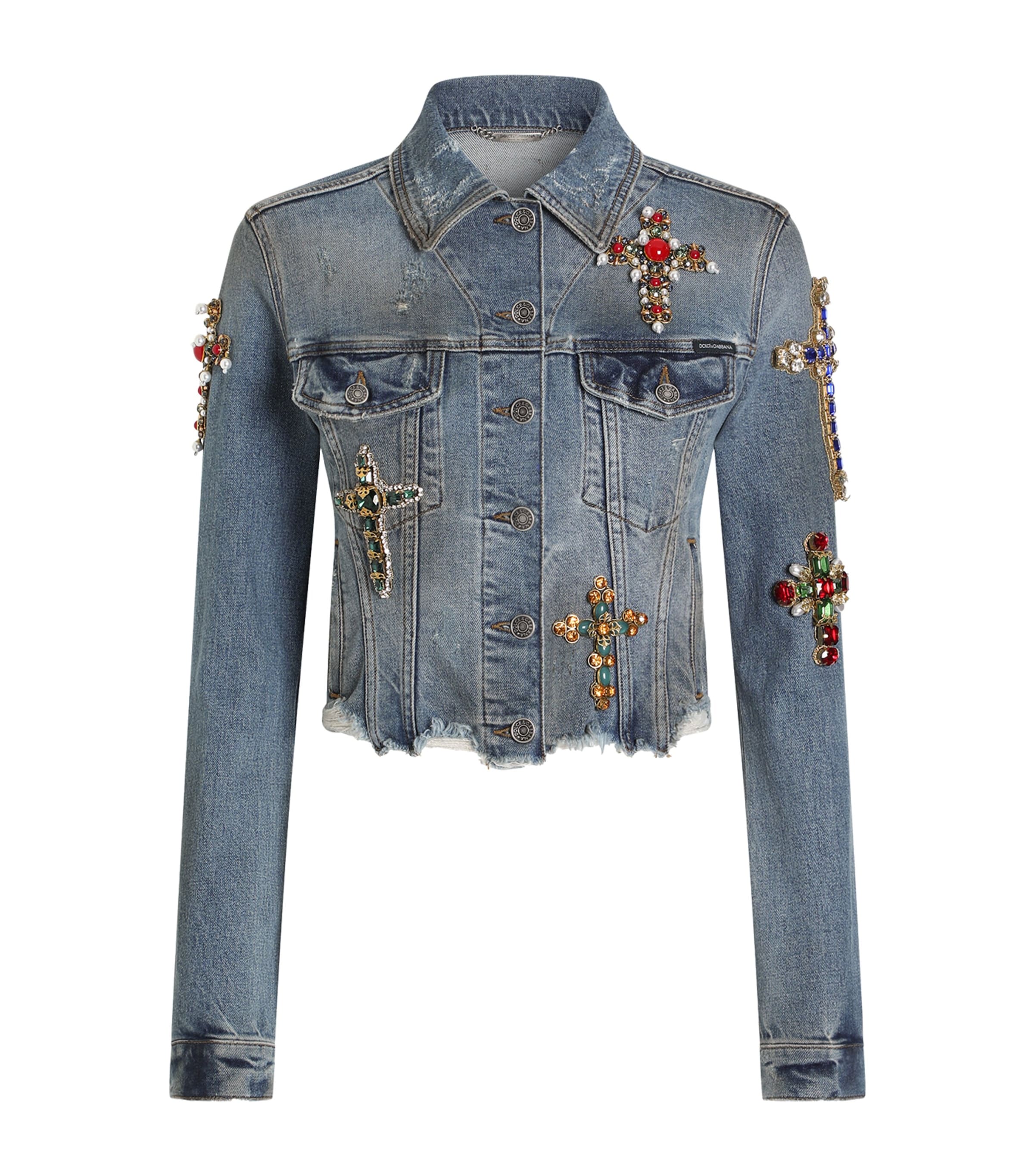 Dolce&Gabbana Womens Embellished Denim Jacket Combined Col