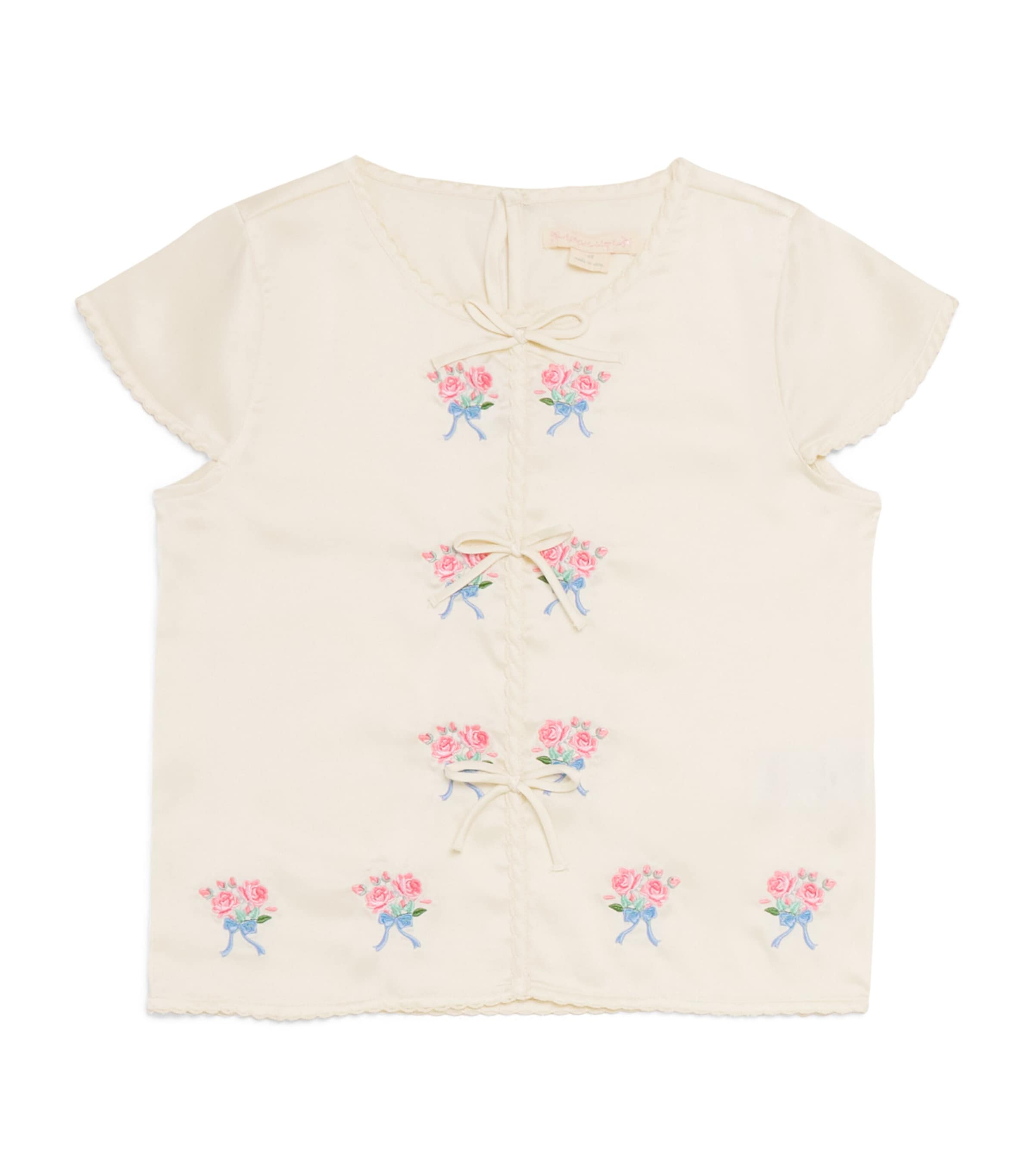 KONGES SLOJD Floral Embroidered Sheeny Top (9 Months-10 Years)