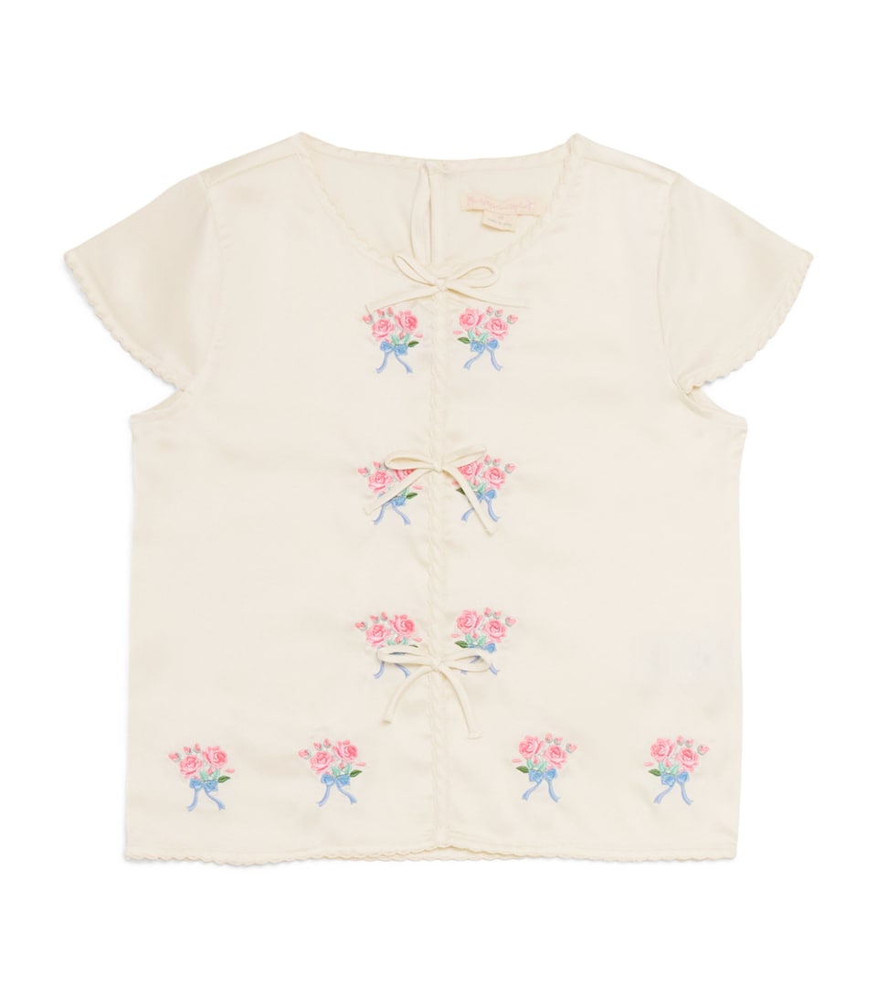 KONGES SLOJD Floral Embroidered Sheeny Top (9 Months-10 Years)