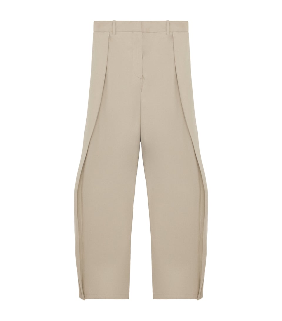 LOEWE Womens Cotton-Silk Layered Trousers Beige