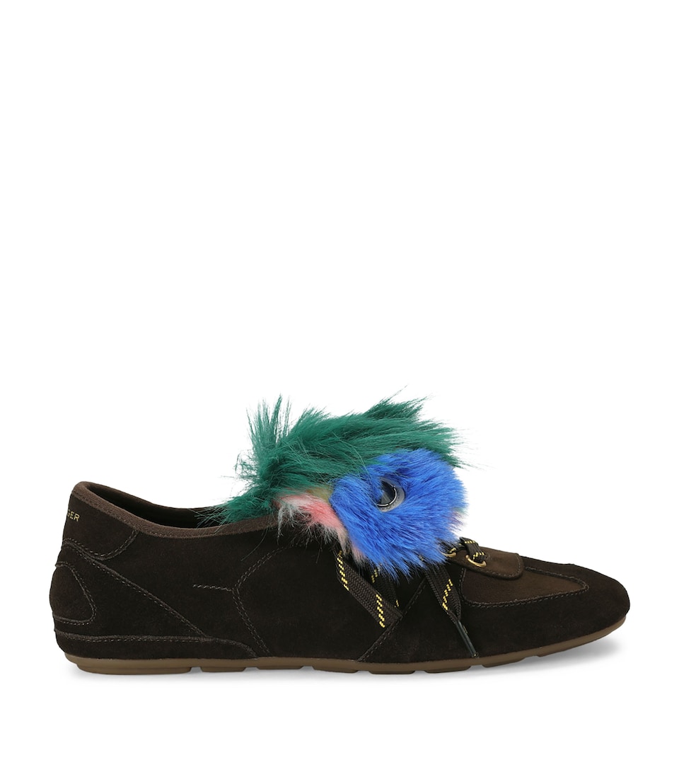 Kurt Geiger London Suede Faux-Feather Wembley Sneakers Brown/oth