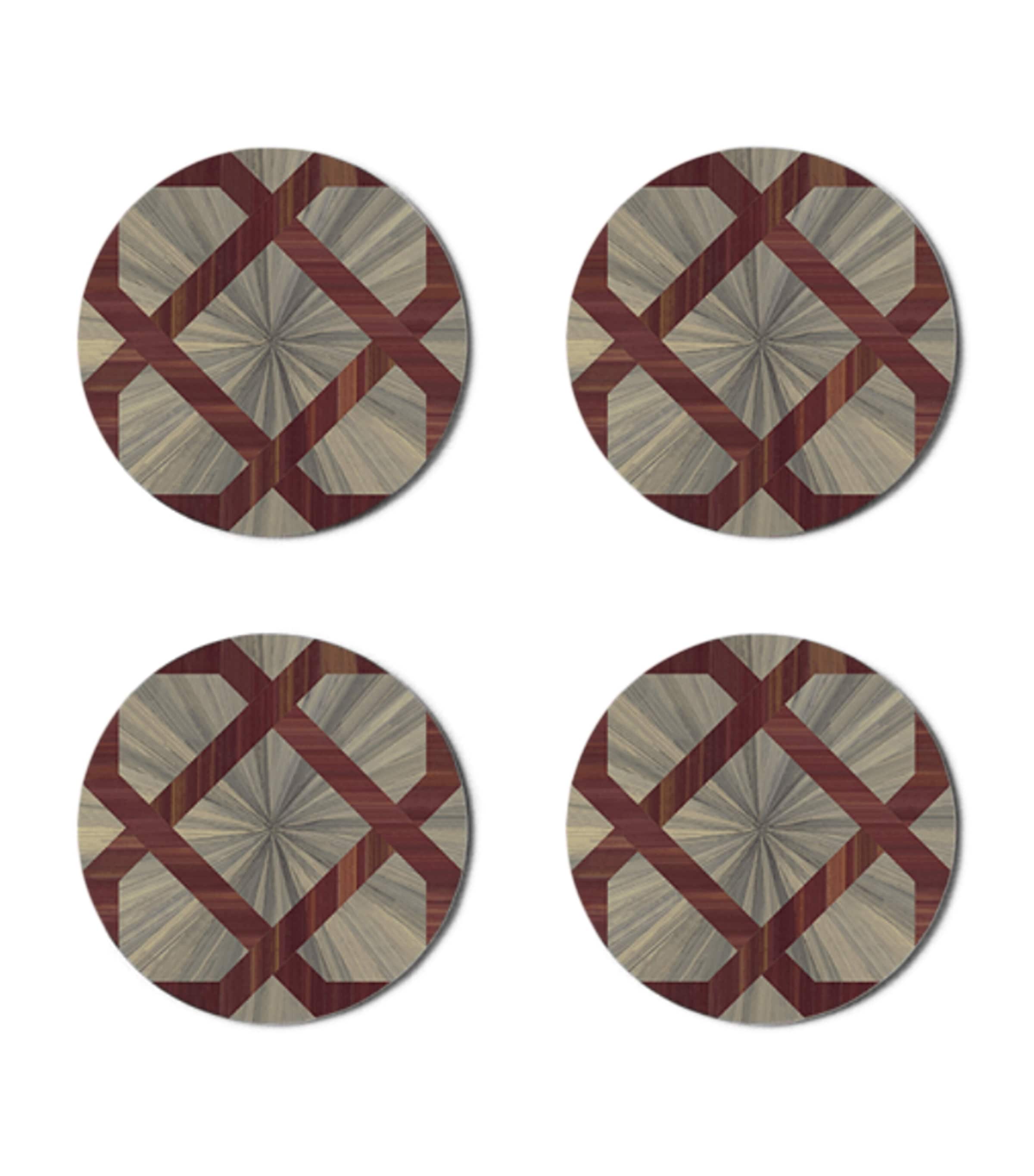 Hestia Set of 4 Arabesque Round Coasters Prune