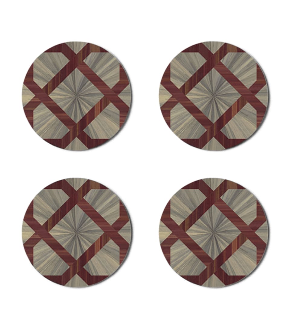Hestia Set of 4 Arabesque Round Coasters Prune