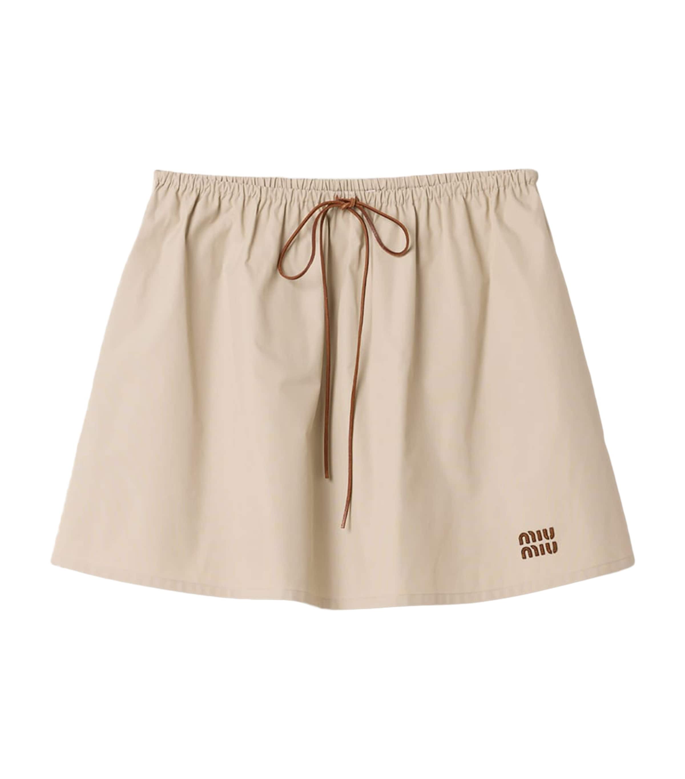 Miu Miu Womens Panama Cotton Mini Skirt Neutral