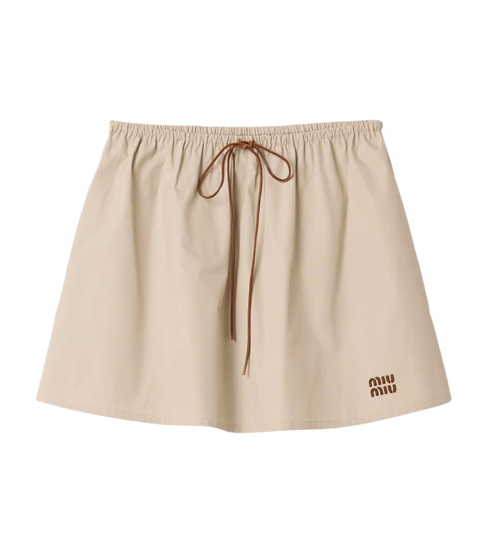 Miu Miu Womens Panama Cotton Mini Skirt Neutral