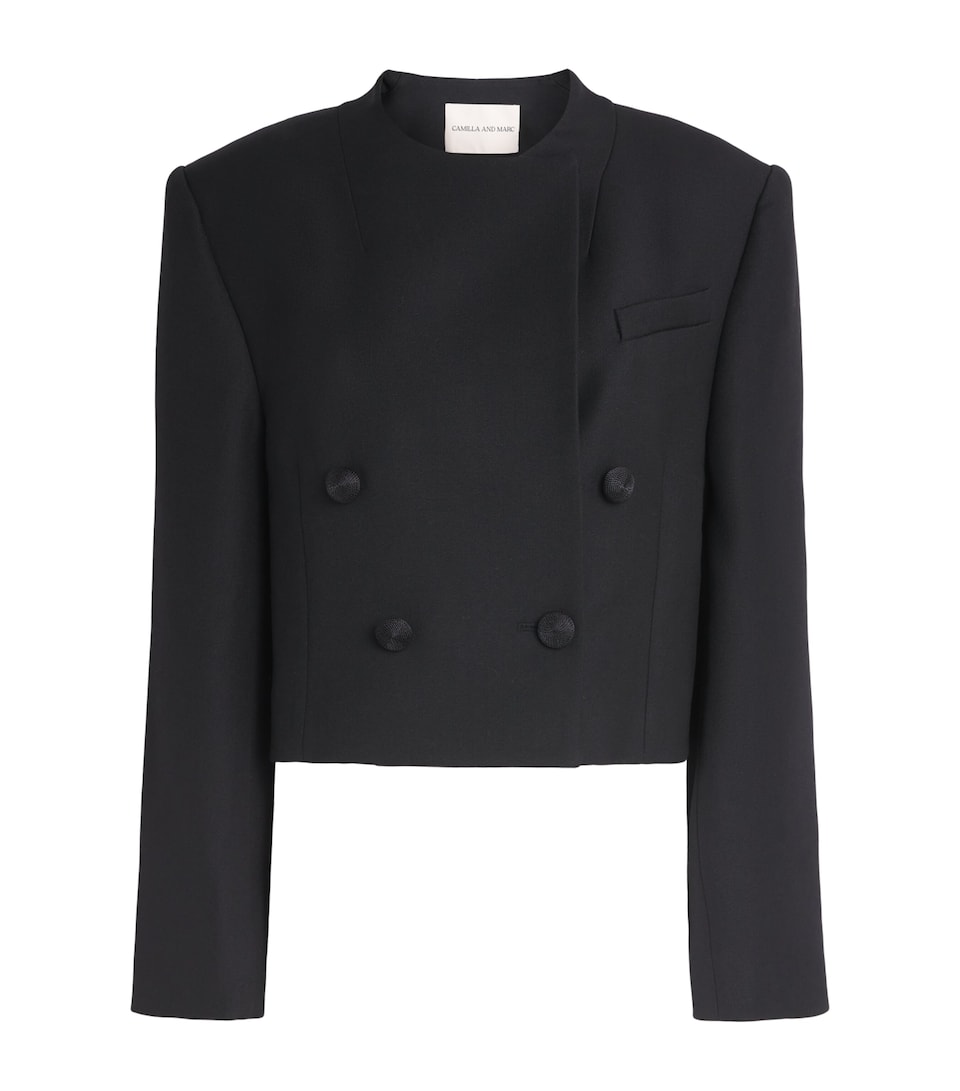 CAMILLA AND MARC Womens Wool Collarless Caius Blazer Dblk Black