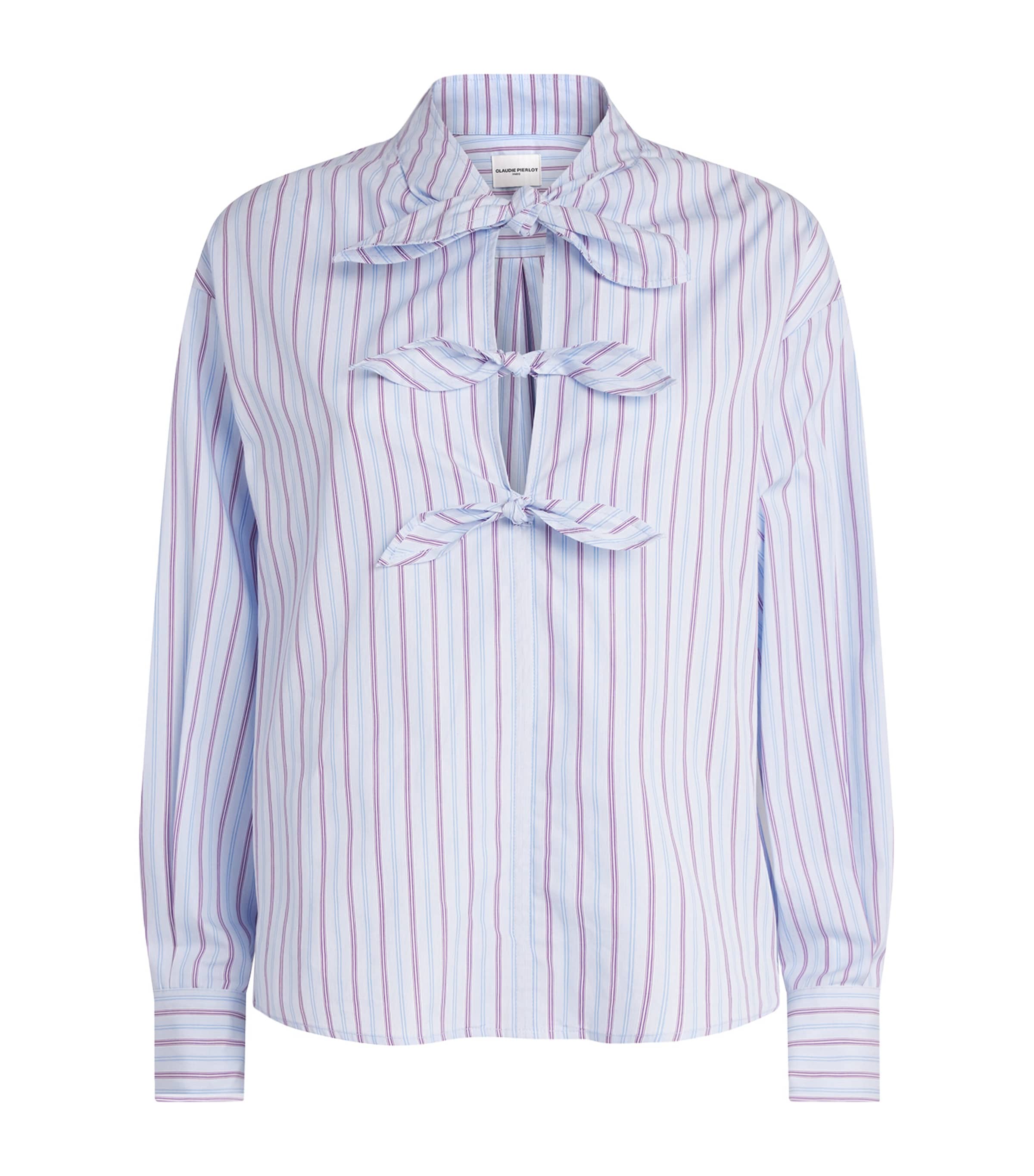 Claudie Pierlot Womens Cotton Knot-Detail Shirt Multicolored
