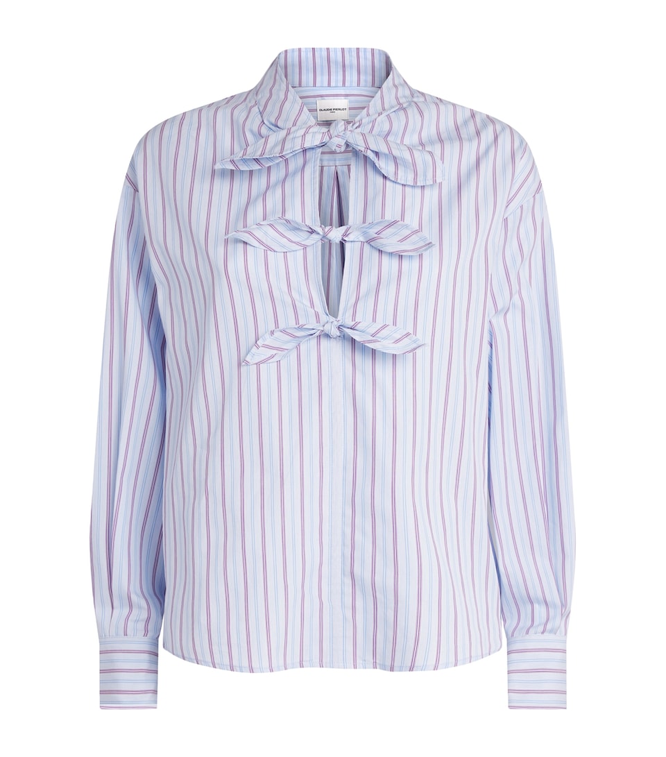 Claudie Pierlot Womens Cotton Knot-Detail Shirt Multicolored