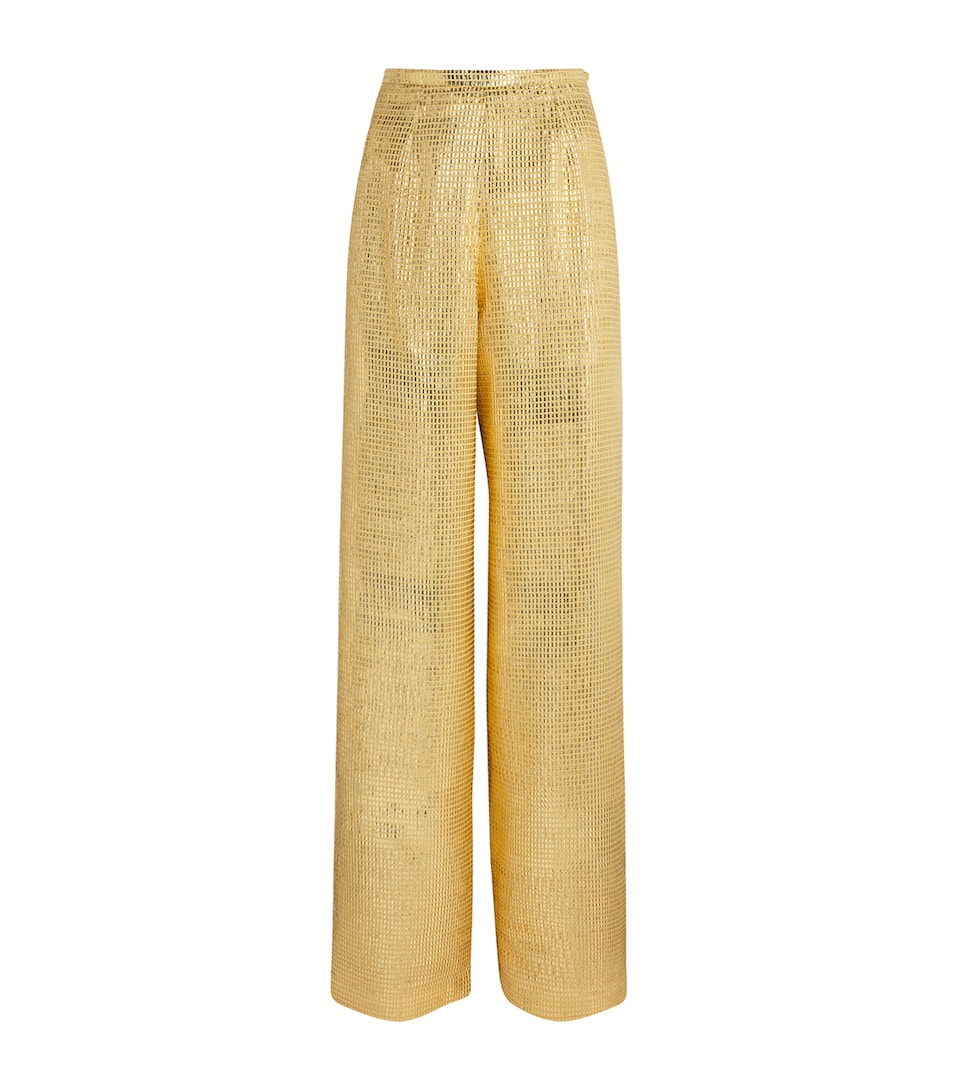 Taller Marmo Womens Silk-Blend Marlene Sunrise Trousers Antique Gold