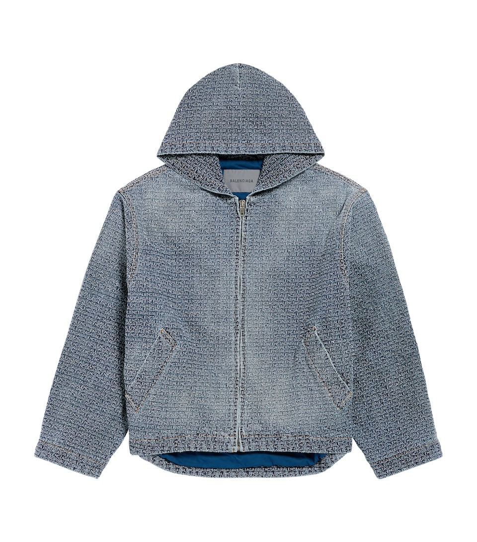 Balenciaga Mens Logo Embroidered Denim Jacket