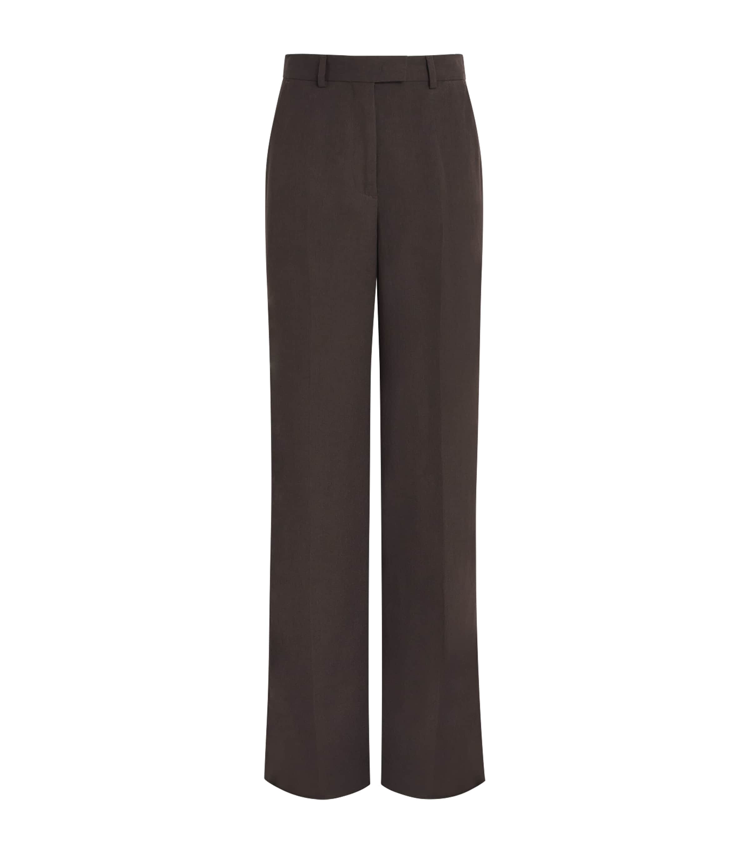 Linen Peach-Touch Wide-Leg Trousers