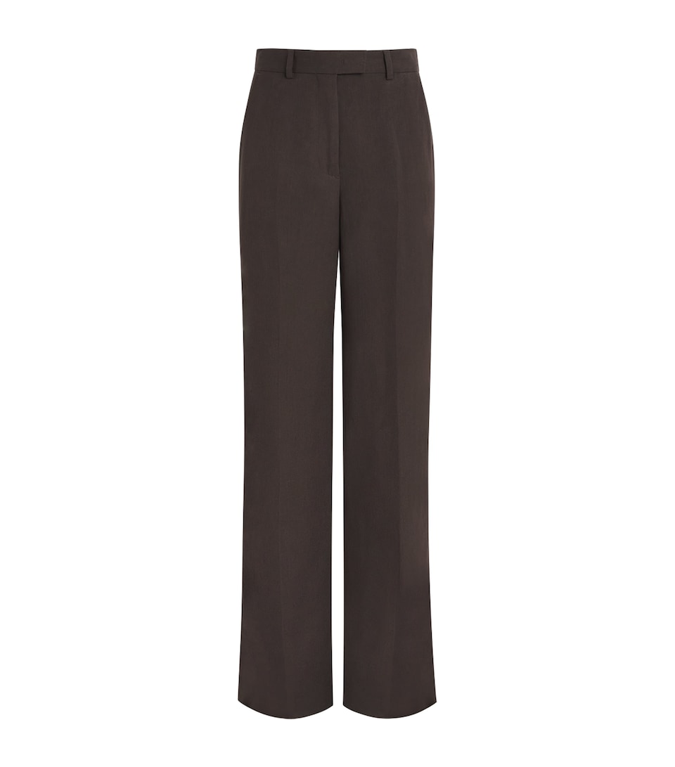 Linen Peach-Touch Wide-Leg Trousers