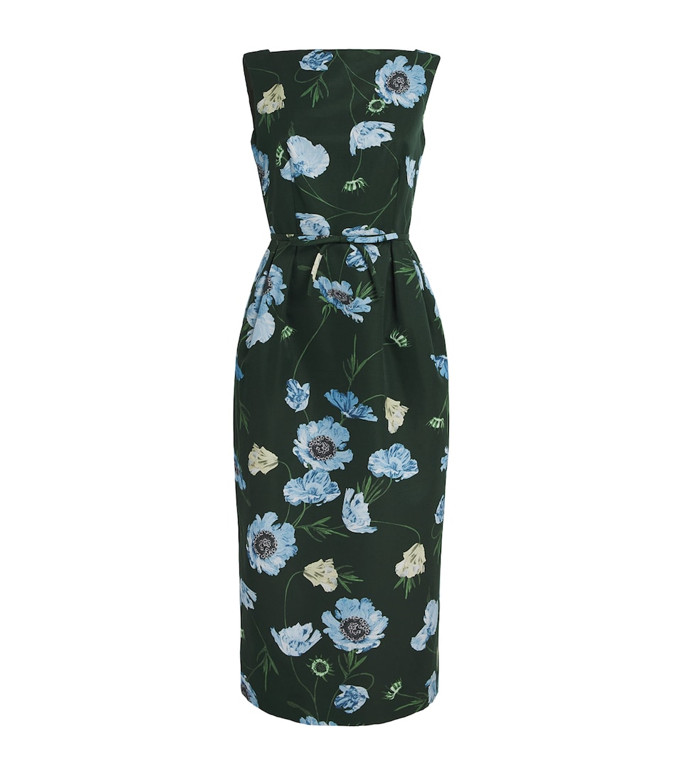 Erdem Womens Sleeveless Floral Midi Dress Blle Epq Ppy Drk Grn