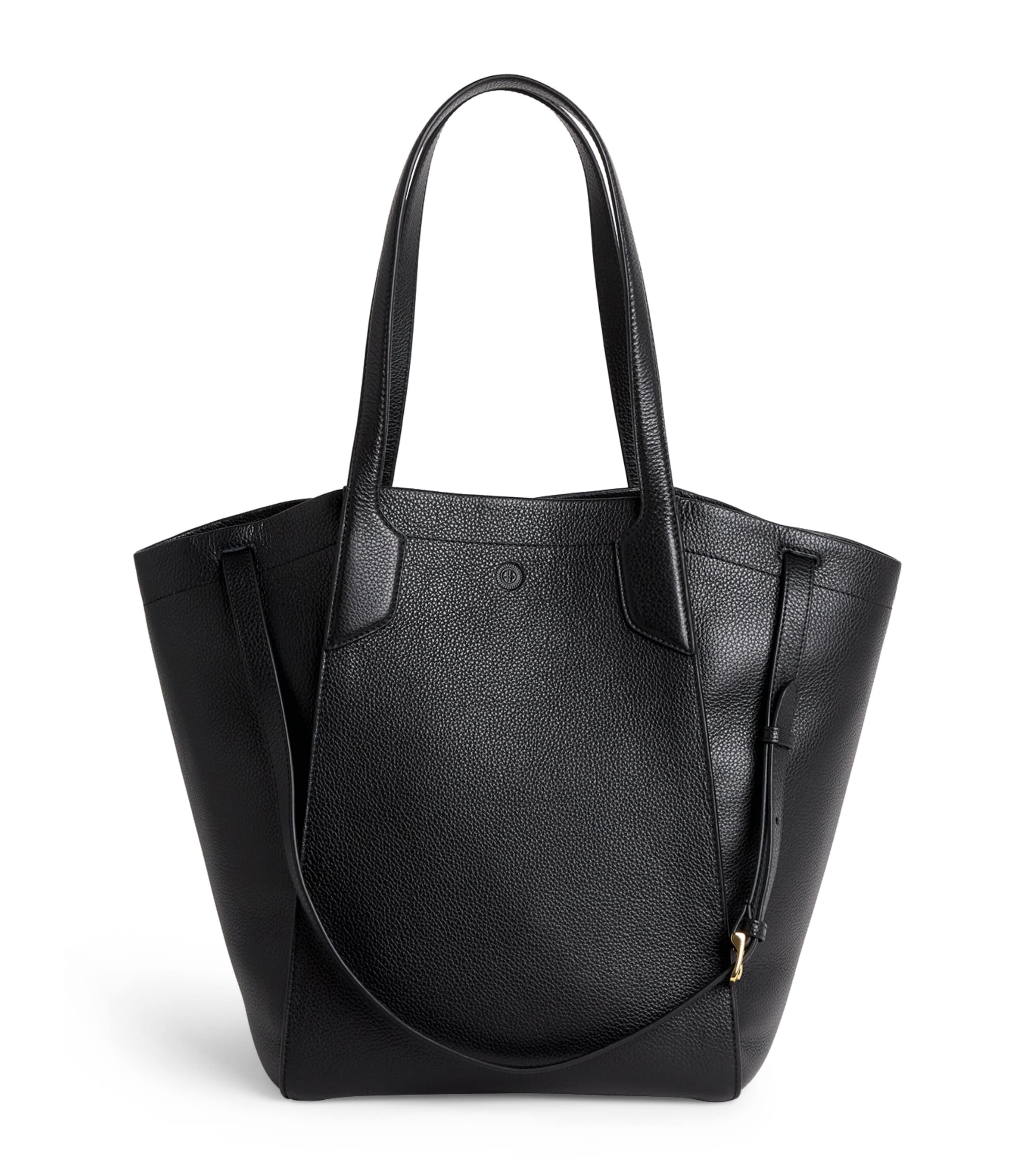 Harrods Medium Leather Freya Tote Bag Black