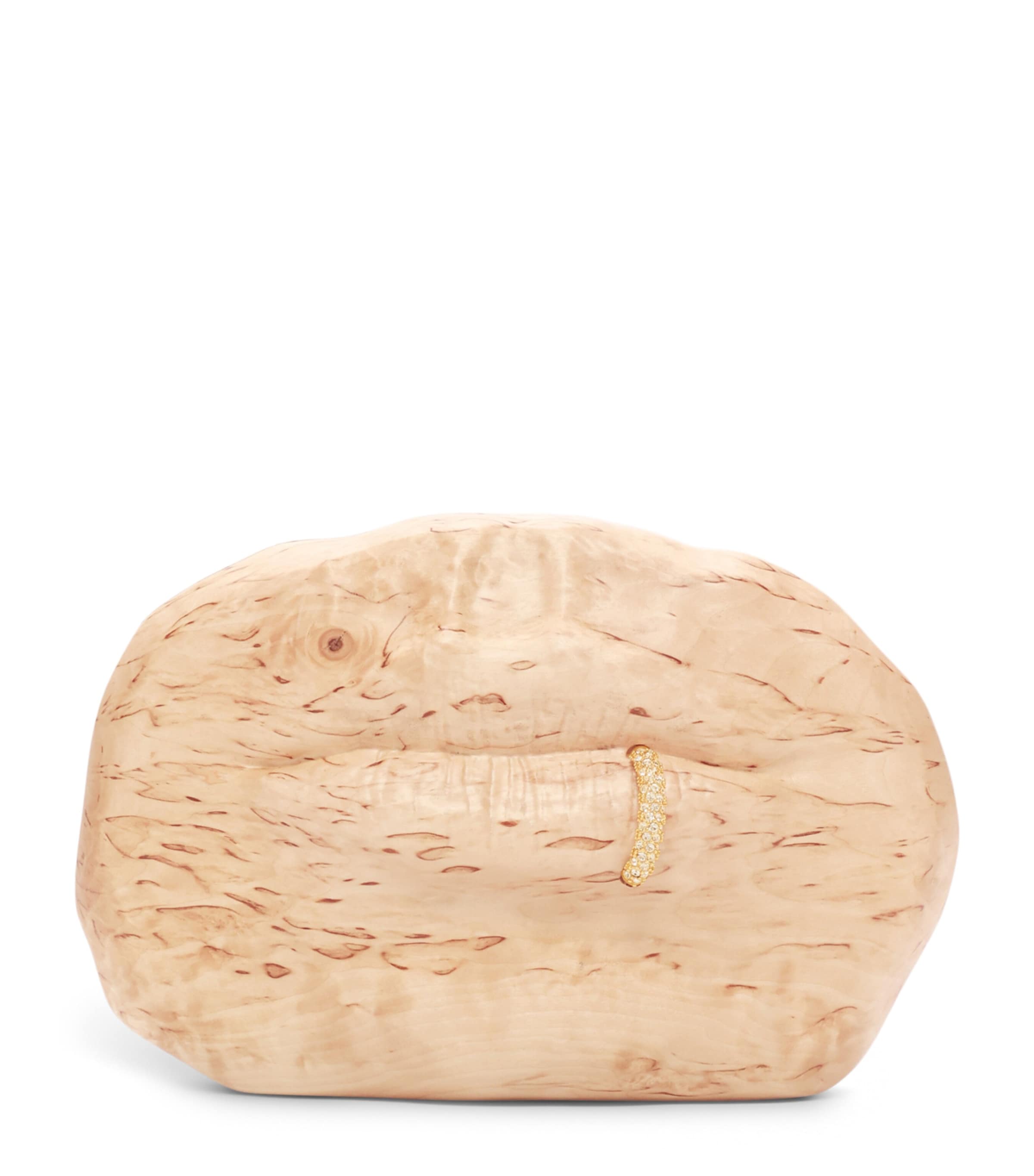 Schiaparelli Calfskin Mouth Clutch Bag Beige