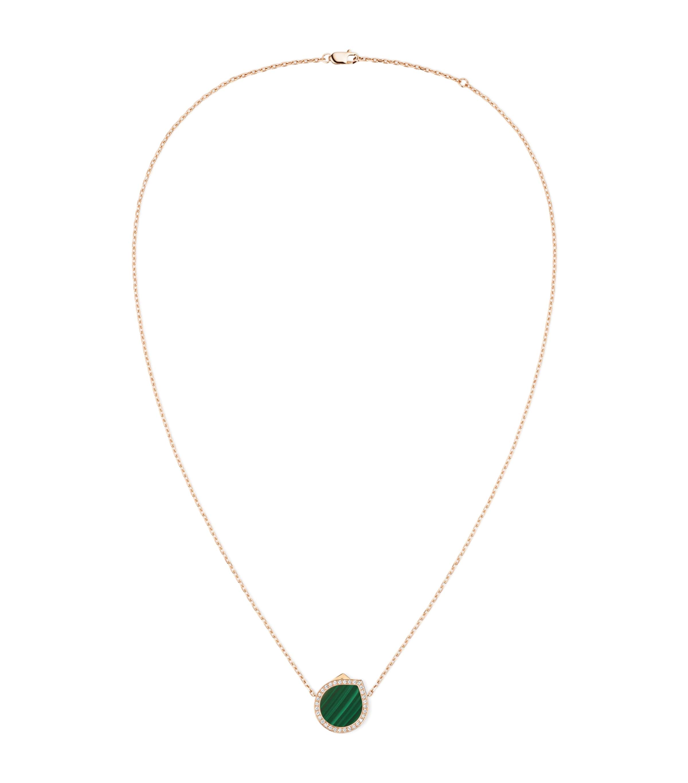 Repossi Rose Gold, Diamond and Malachite Antifer Pendant Necklace Pink Gold