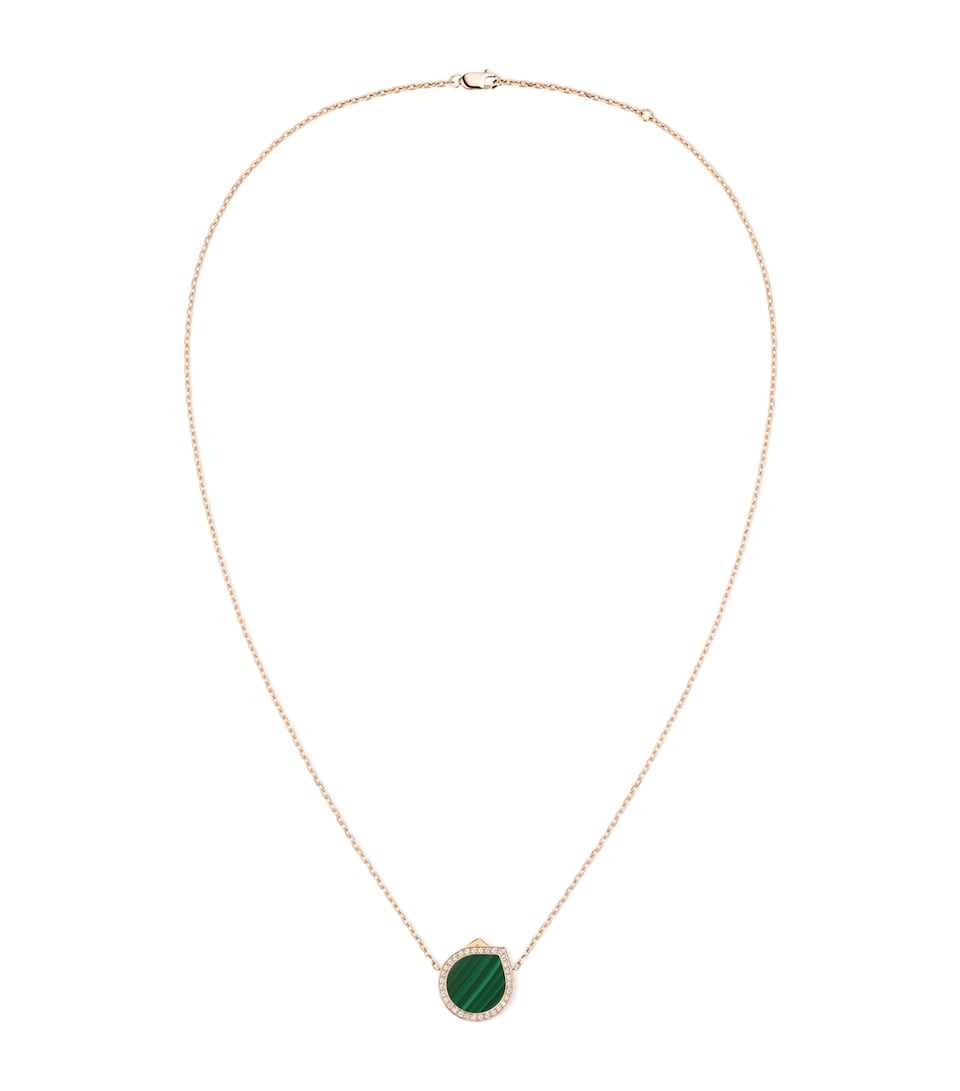 Repossi Rose Gold, Diamond and Malachite Antifer Pendant Necklace Pink Gold