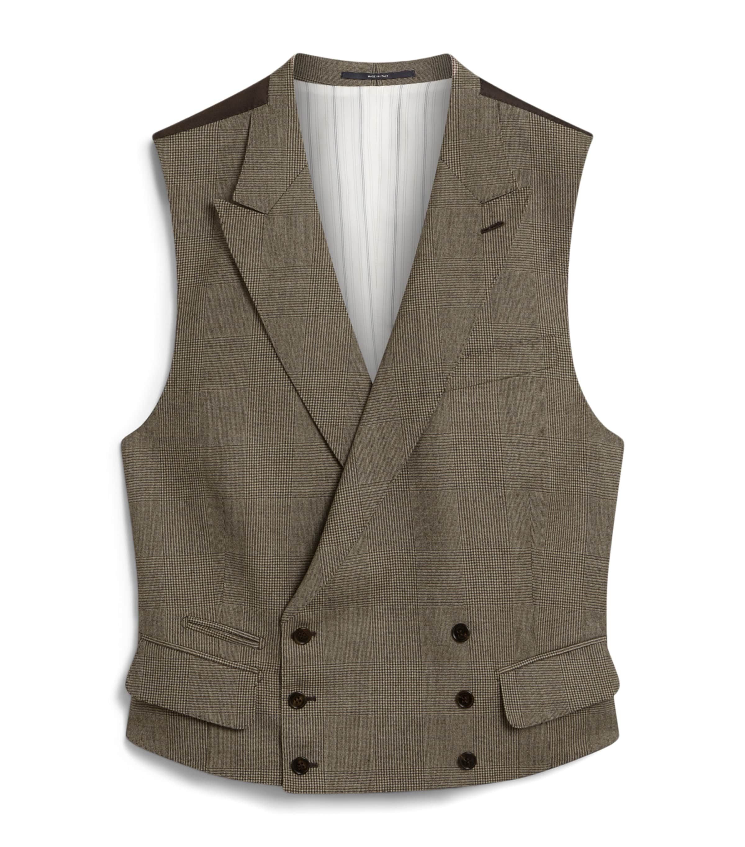 Wool Glen Check Double-Breasted Waistcoat