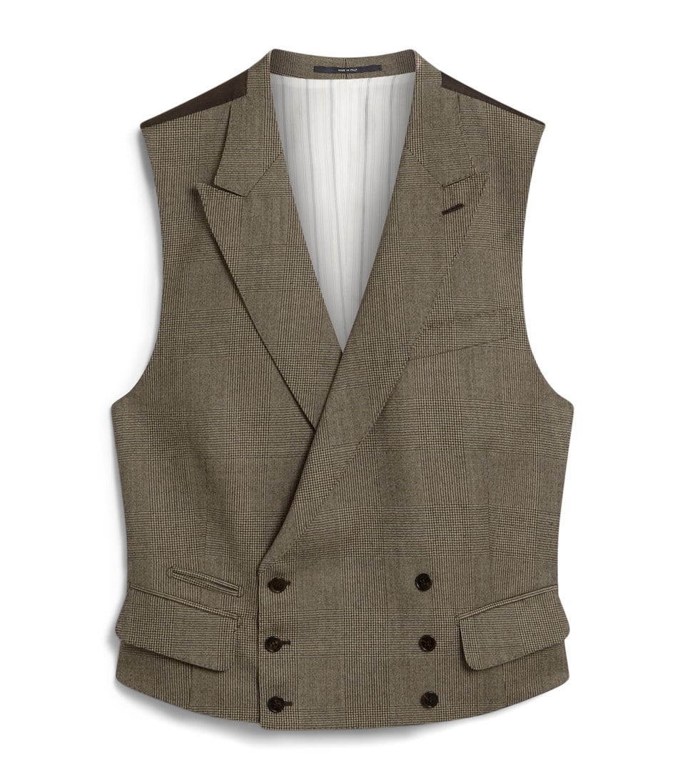 Wool Glen Check Double-Breasted Waistcoat