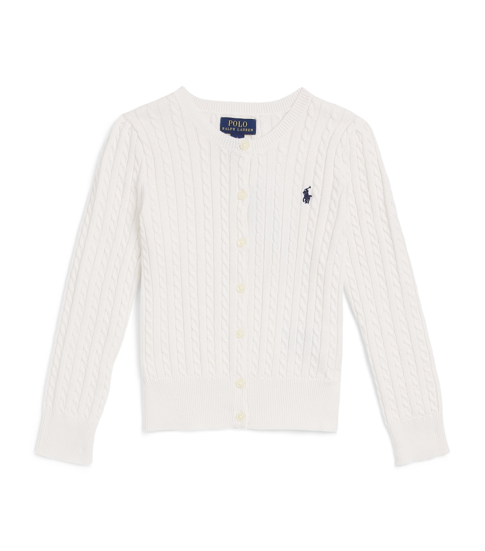 Ralph Lauren Kids Cotton Cable-Knit Cardigan (2-6 Years) Optic White W/ Navy