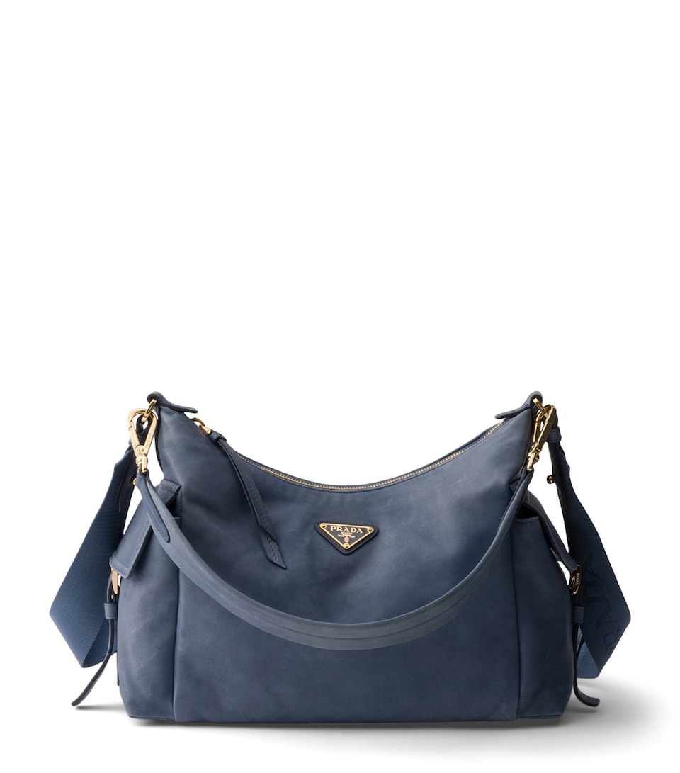 Prada Large Nappa Leather Explore Shoulder Bag Blue