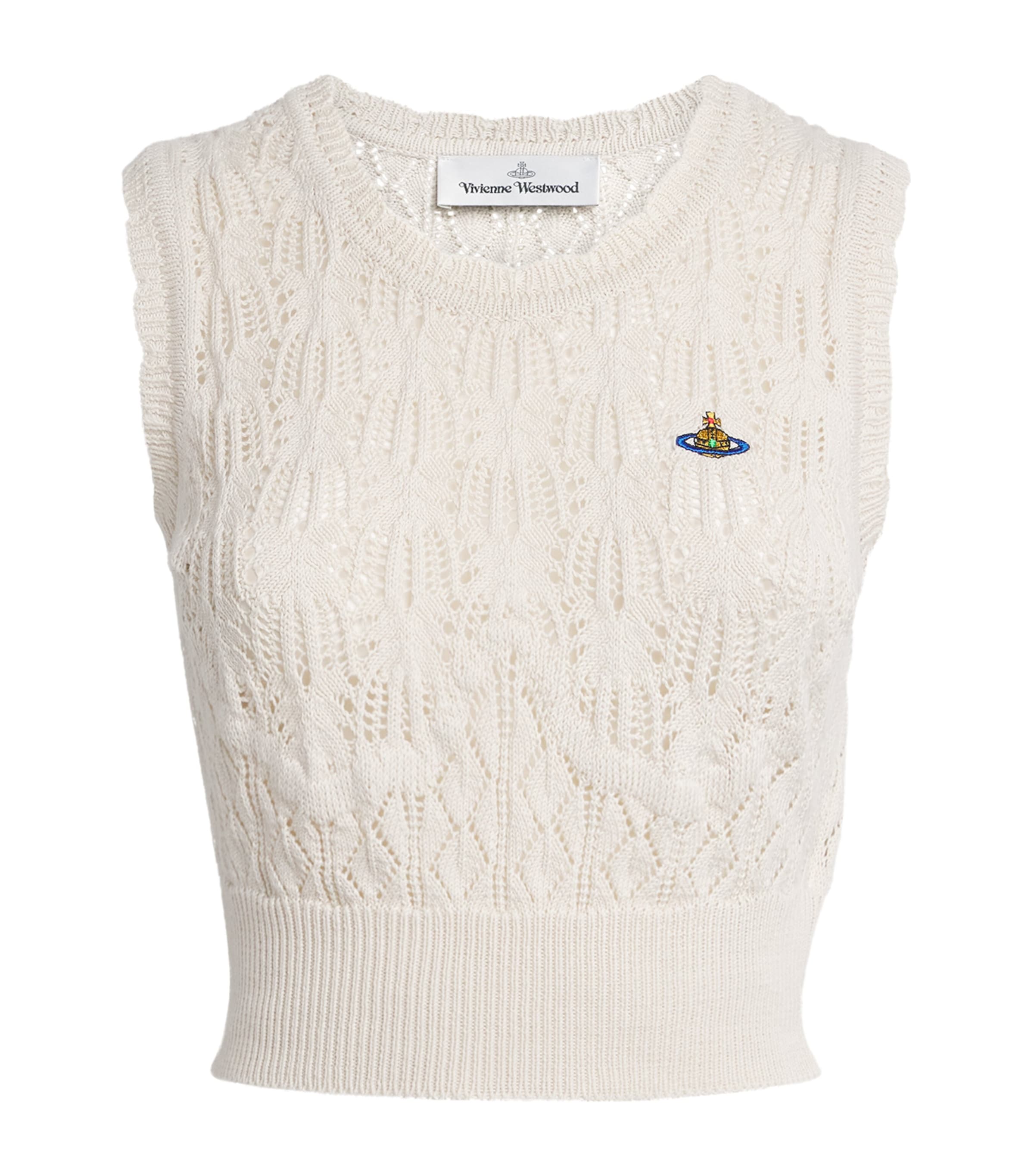 Vivienne Westwood Womens Organic Cotton Crochet Ella Top Cream