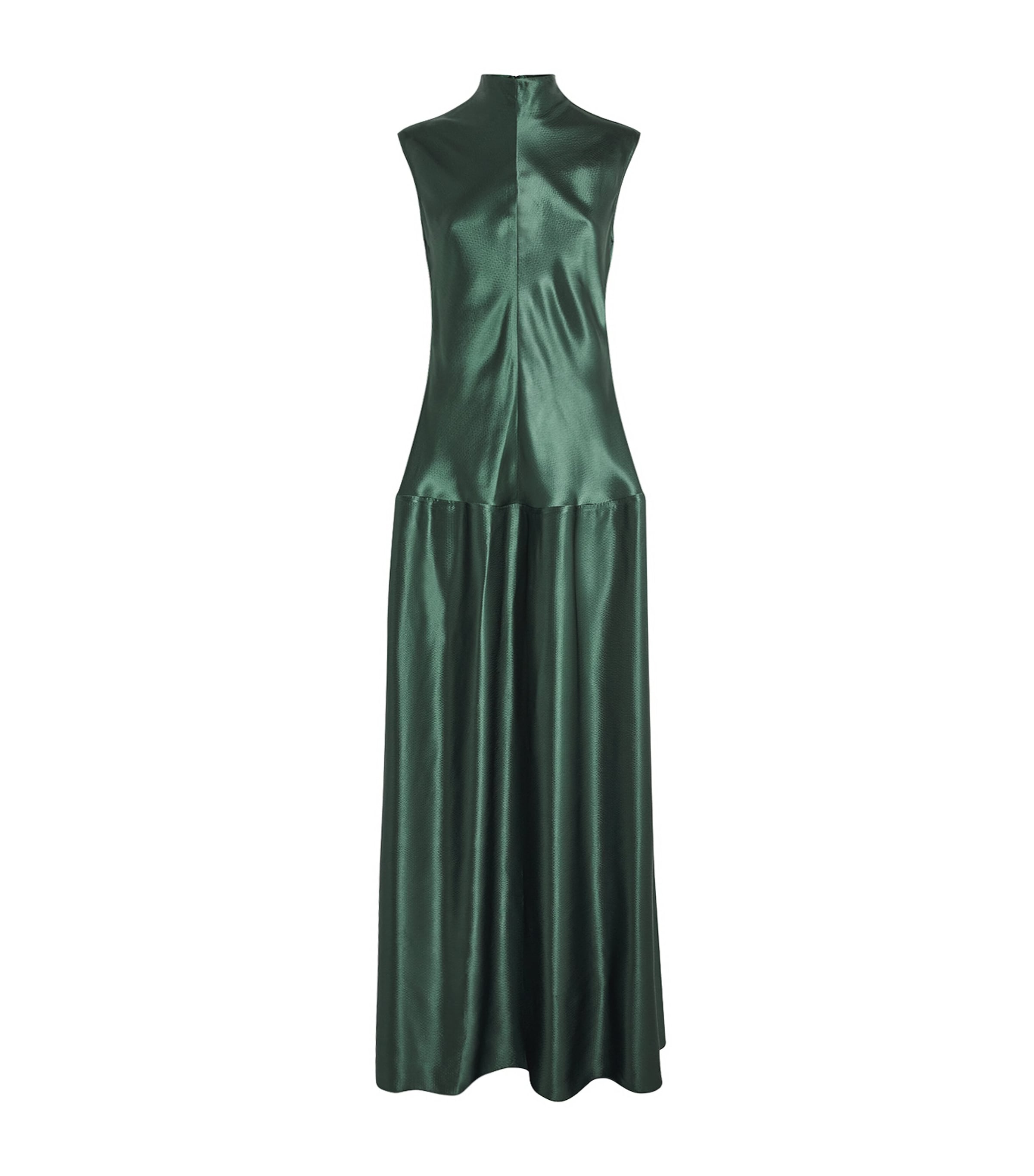 FFORME Womens Satin Nyx Maxi Dress Evergreen