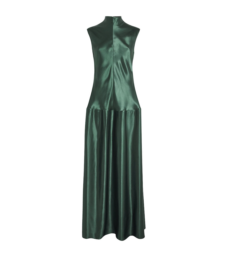 FFORME Womens Satin Nyx Maxi Dress Evergreen