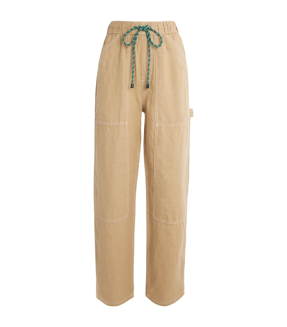 Rag & Bone Womens Linen Atlas Wide-Leg Trousers Tan