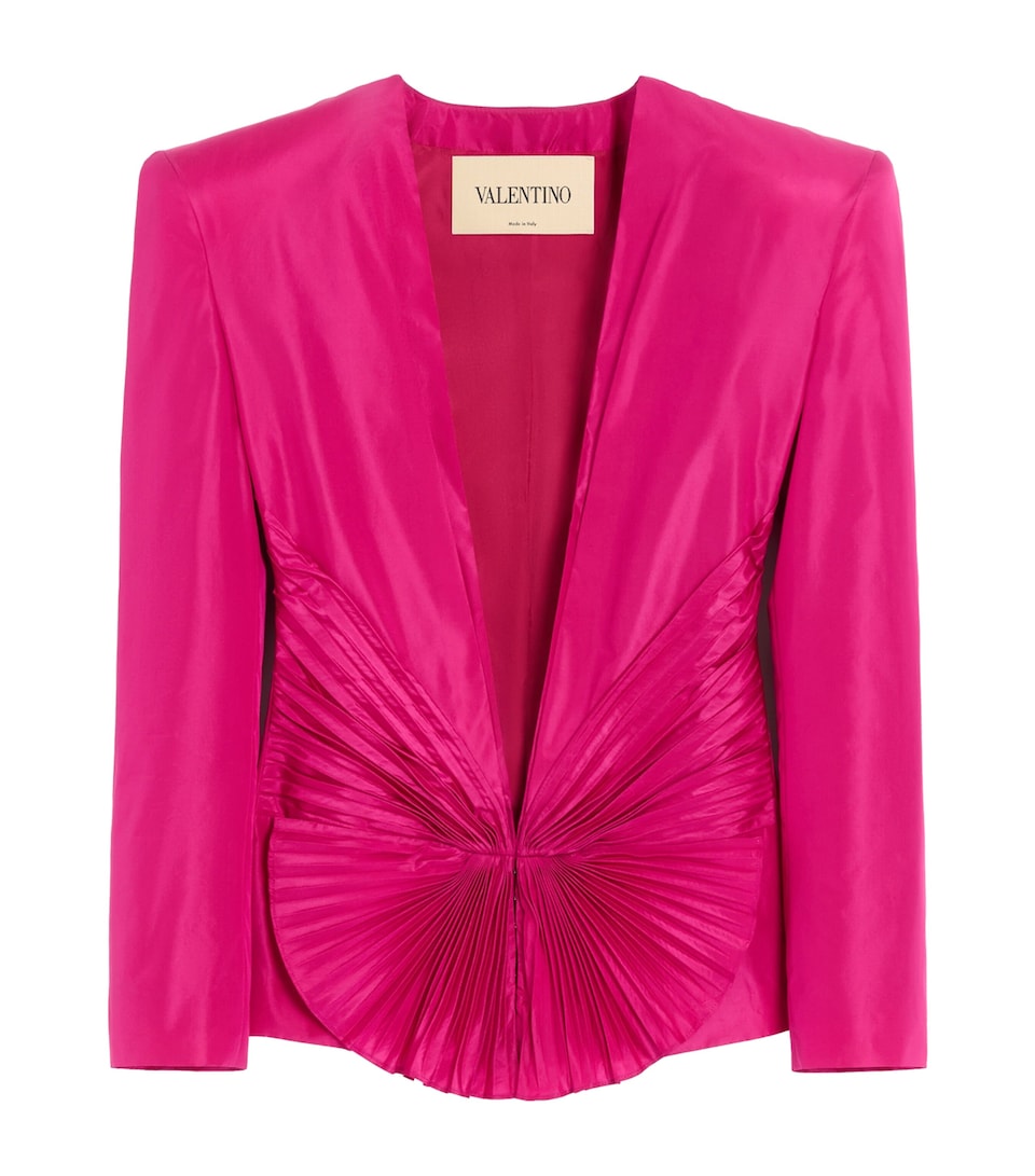 Valentino Womens Silk Plissé Blazer