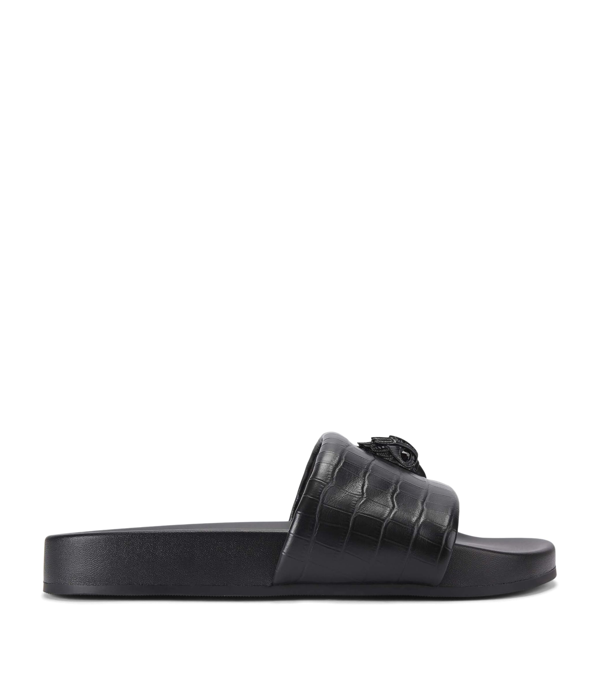 Crocodile-Embossed Embellished Brockwell Slides